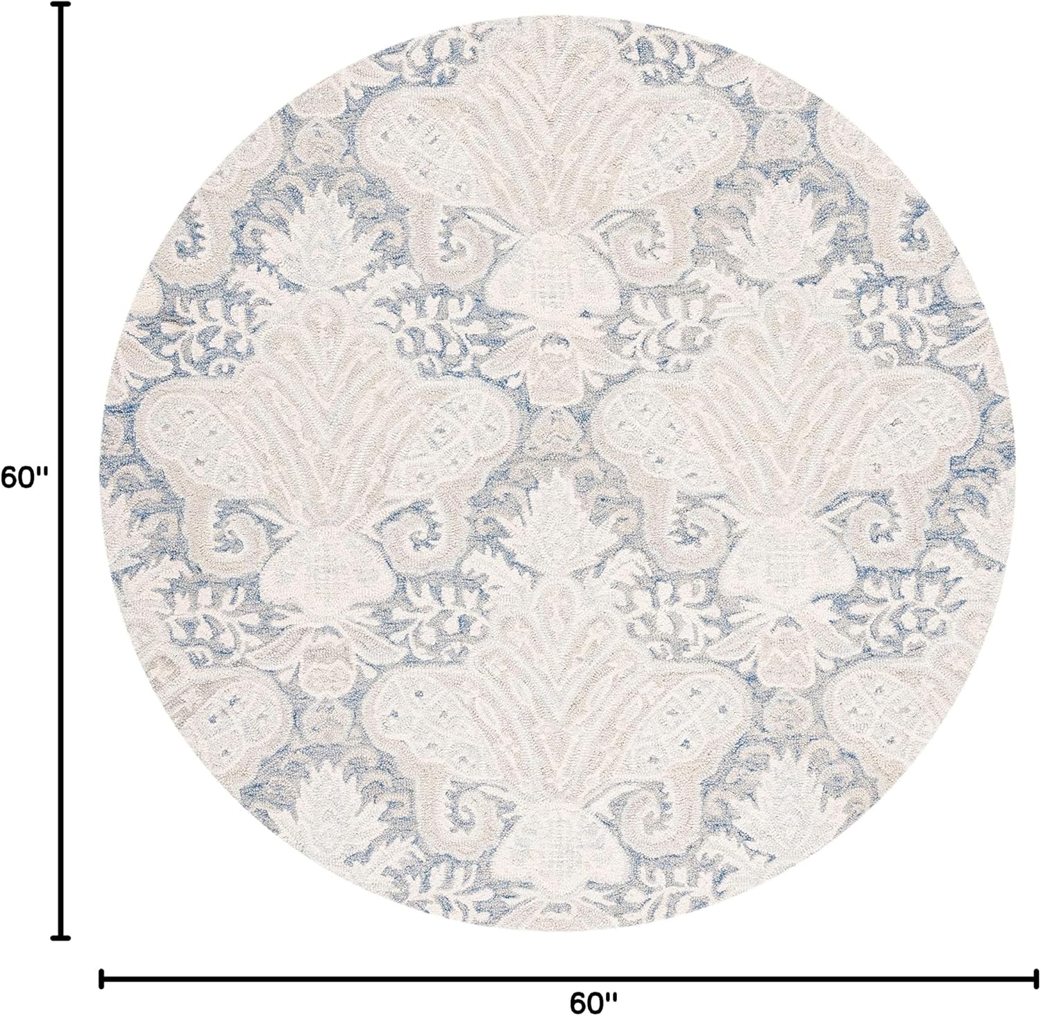 image:imageSAFAVIEH Area Rug 8x10 MicroLoop Collection Large Beige Handmade Wool Ideal for Living Room Bedroom Office Dining Space MLP539BBlueIvory
