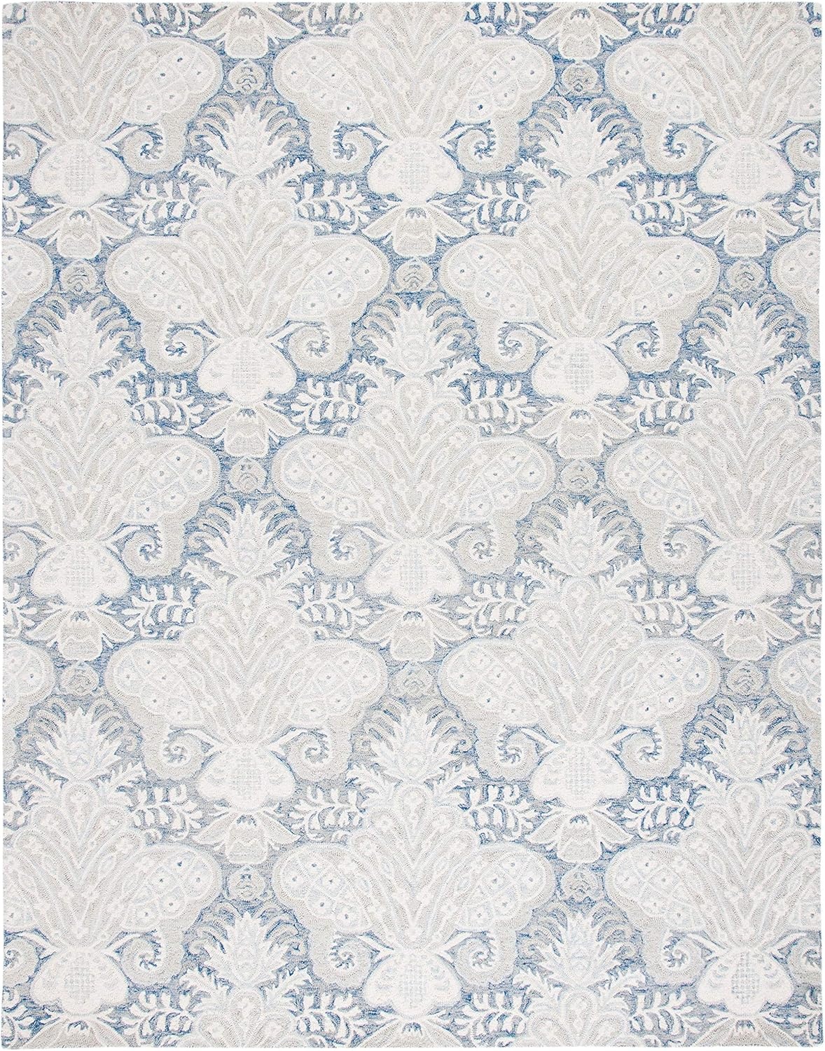 image:imageSAFAVIEH Area Rug 8x10 MicroLoop Collection Large Beige Handmade Wool Ideal for Living Room Bedroom Office Dining Space MLP539BBlueIvory