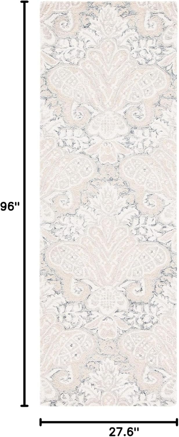 image:imageSAFAVIEH Area Rug 8x10 MicroLoop Collection Large Beige Handmade Wool Ideal for Living Room Bedroom Office Dining Space MLP539BCharcoalIvory