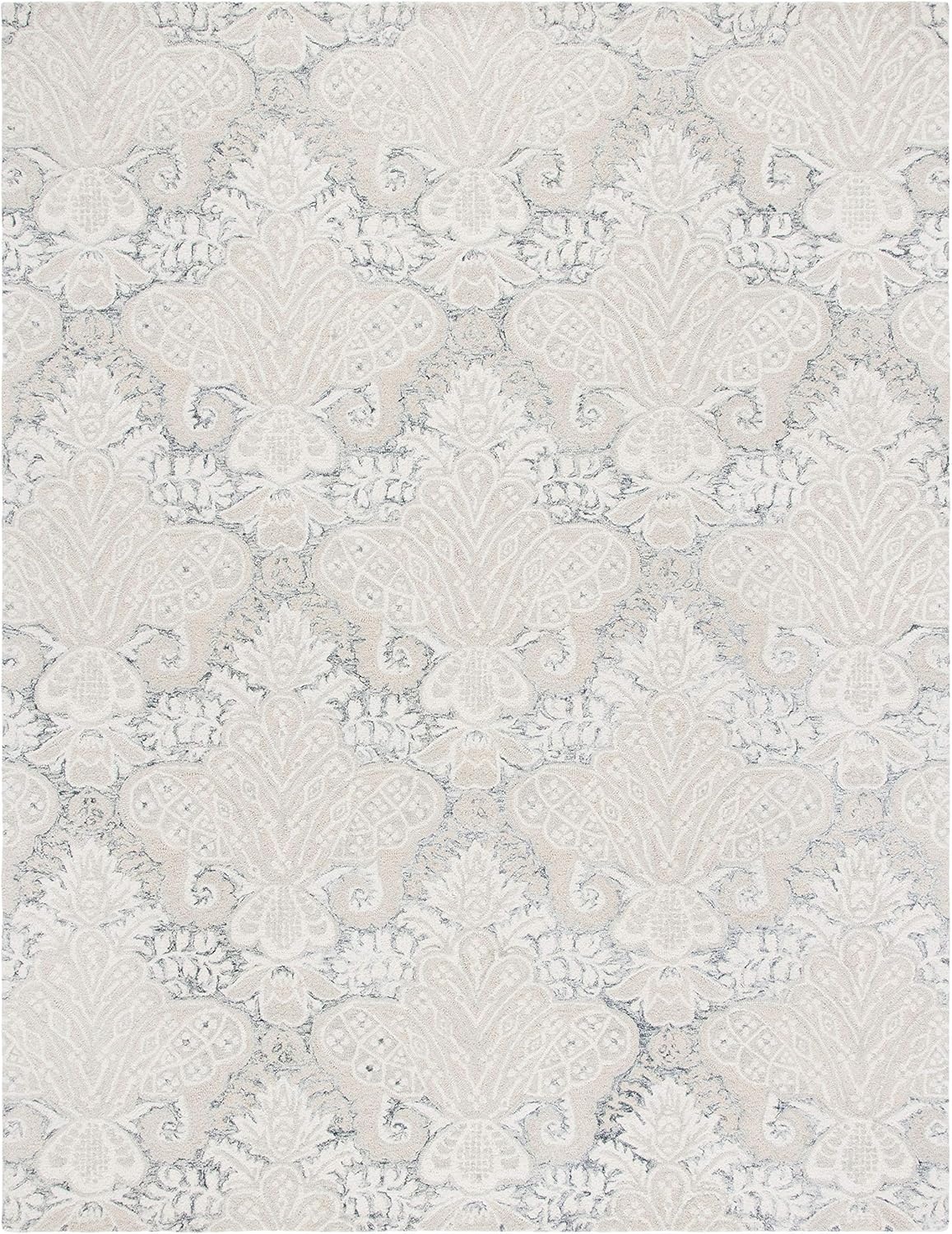 image:imageSAFAVIEH Area Rug 8x10 MicroLoop Collection Large Beige Handmade Wool Ideal for Living Room Bedroom Office Dining Space MLP539BCharcoalIvory