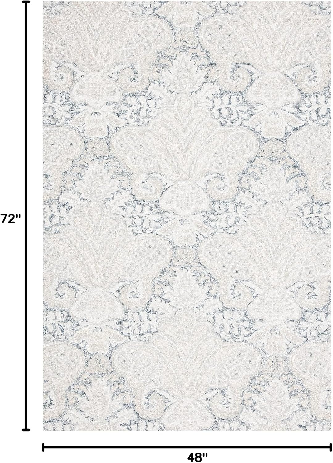 image:imageSAFAVIEH Area Rug 8x10 MicroLoop Collection Large Beige Handmade Wool Ideal for Living Room Bedroom Office Dining Space MLP539BCharcoalIvory