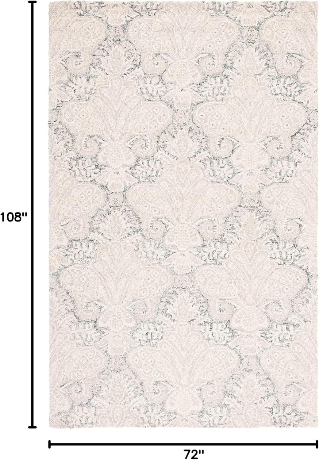 image:imageSAFAVIEH Area Rug 8x10 MicroLoop Collection Large Beige Handmade Wool Ideal for Living Room Bedroom Office Dining Space MLP539BCharcoalIvory
