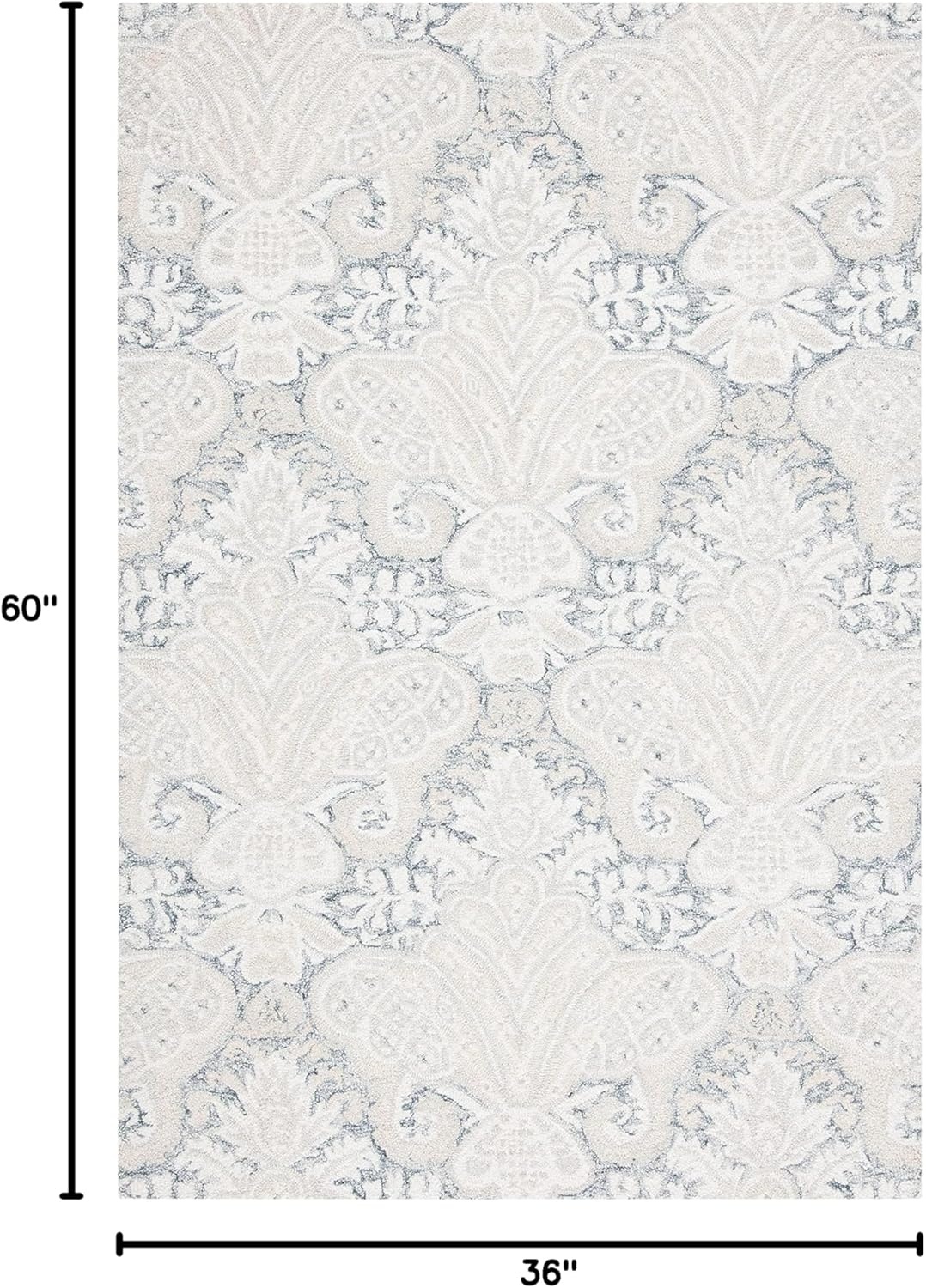 image:imageSAFAVIEH Area Rug 8x10 MicroLoop Collection Large Beige Handmade Wool Ideal for Living Room Bedroom Office Dining Space MLP539BCharcoalIvory