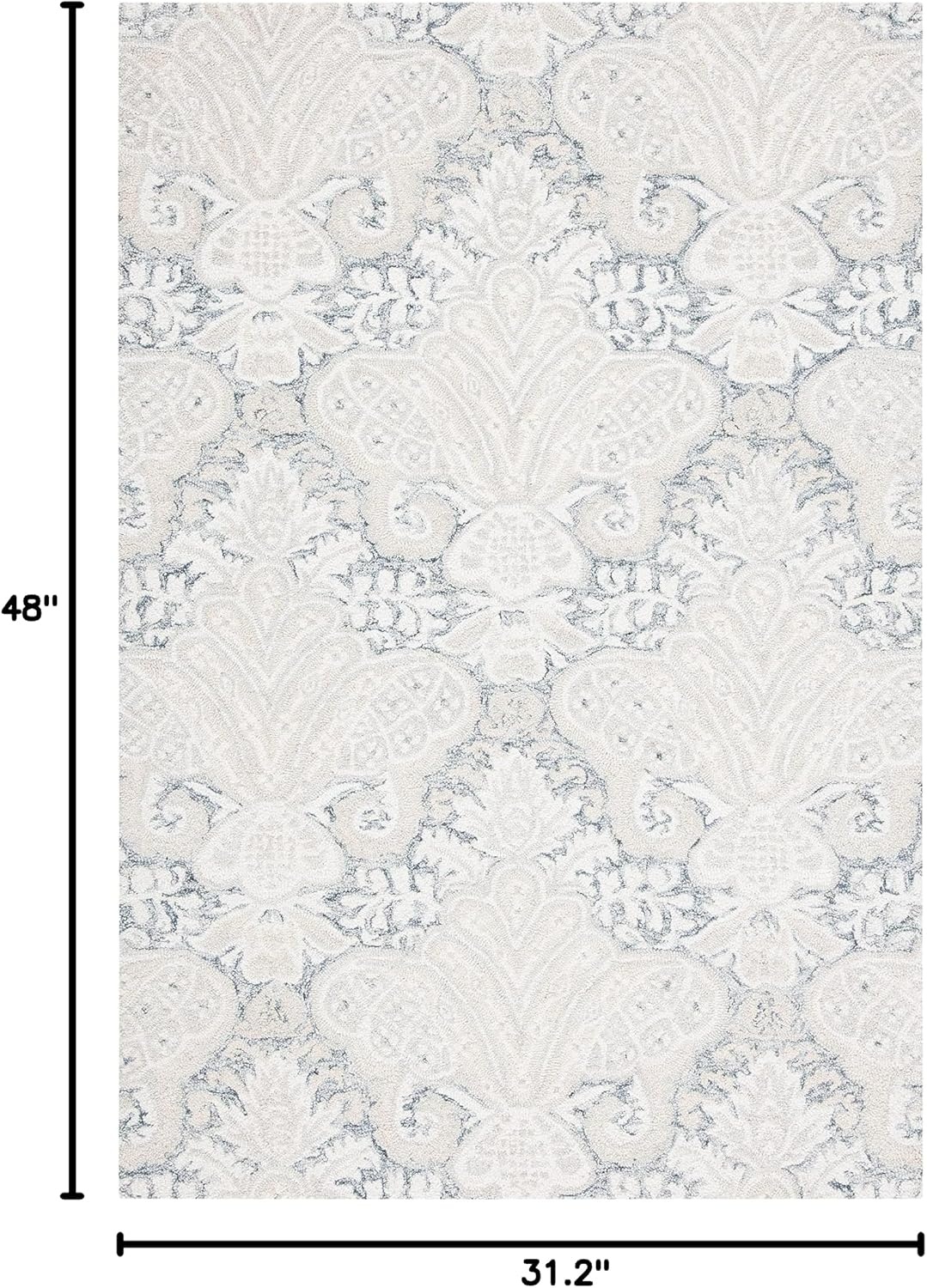 image:imageSAFAVIEH Area Rug 8x10 MicroLoop Collection Large Beige Handmade Wool Ideal for Living Room Bedroom Office Dining Space MLP539BCharcoalIvory