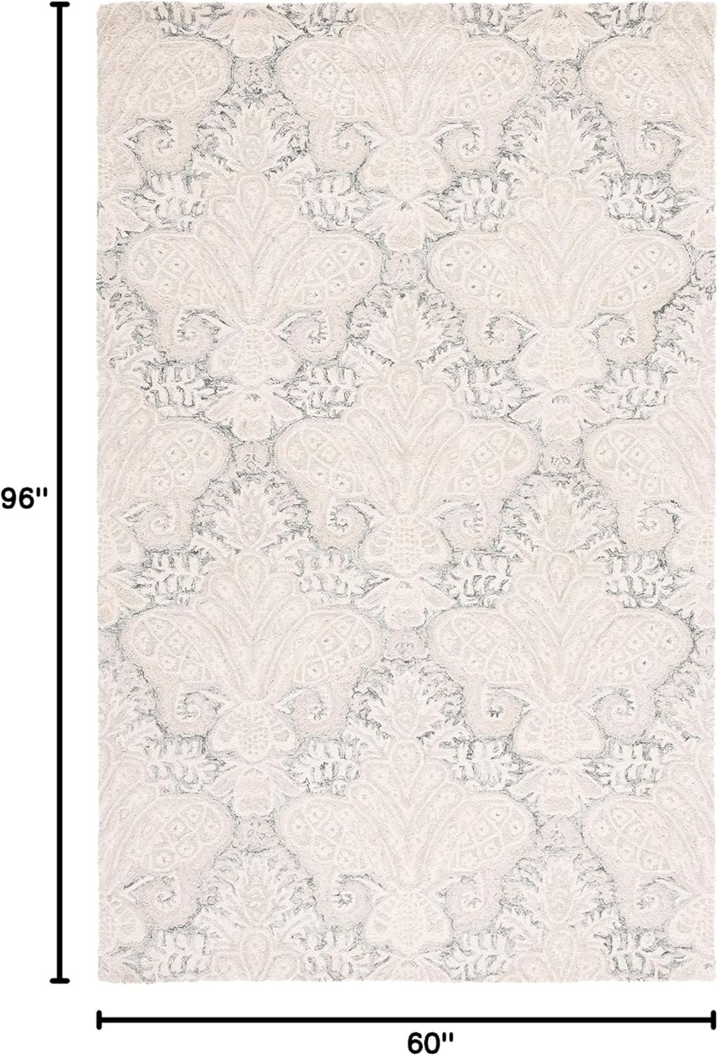 image:imageSAFAVIEH Area Rug 8x10 MicroLoop Collection Large Beige Handmade Wool Ideal for Living Room Bedroom Office Dining Space MLP539BCharcoalIvory