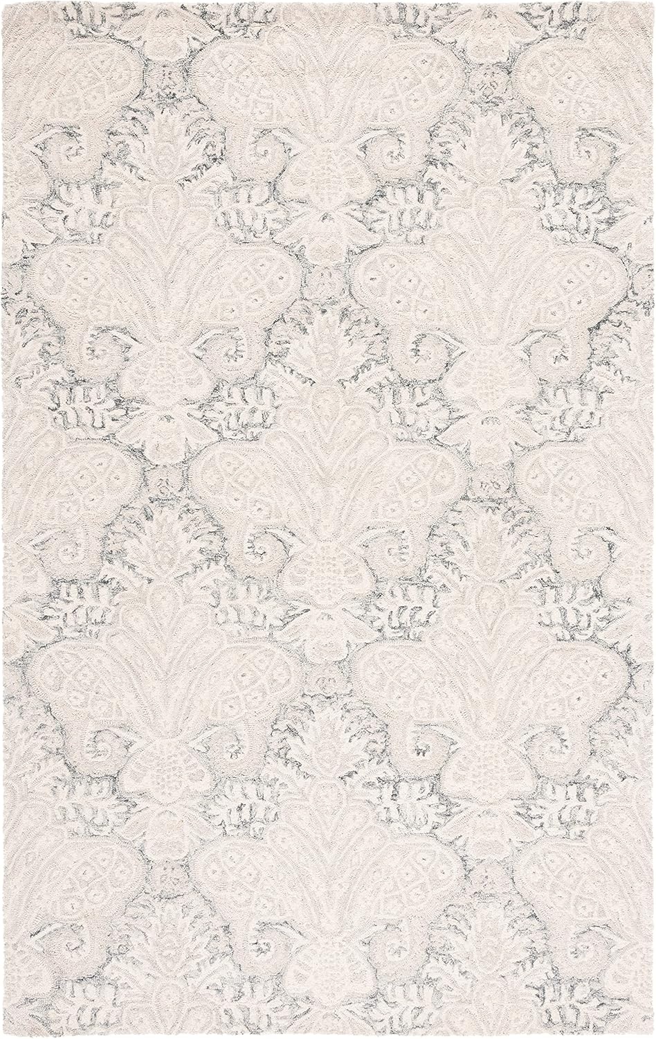 image:imageSAFAVIEH Area Rug 8x10 MicroLoop Collection Large Beige Handmade Wool Ideal for Living Room Bedroom Office Dining Space MLP539BCharcoalIvory