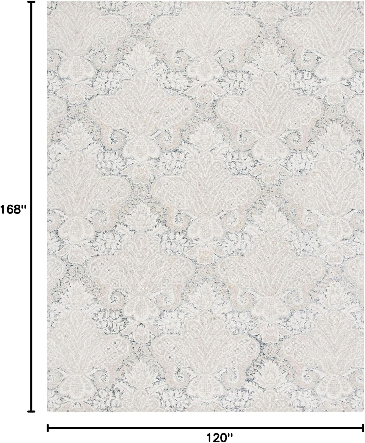 image:imageSAFAVIEH Area Rug 8x10 MicroLoop Collection Large Beige Handmade Wool Ideal for Living Room Bedroom Office Dining Space MLP539BCharcoalIvory