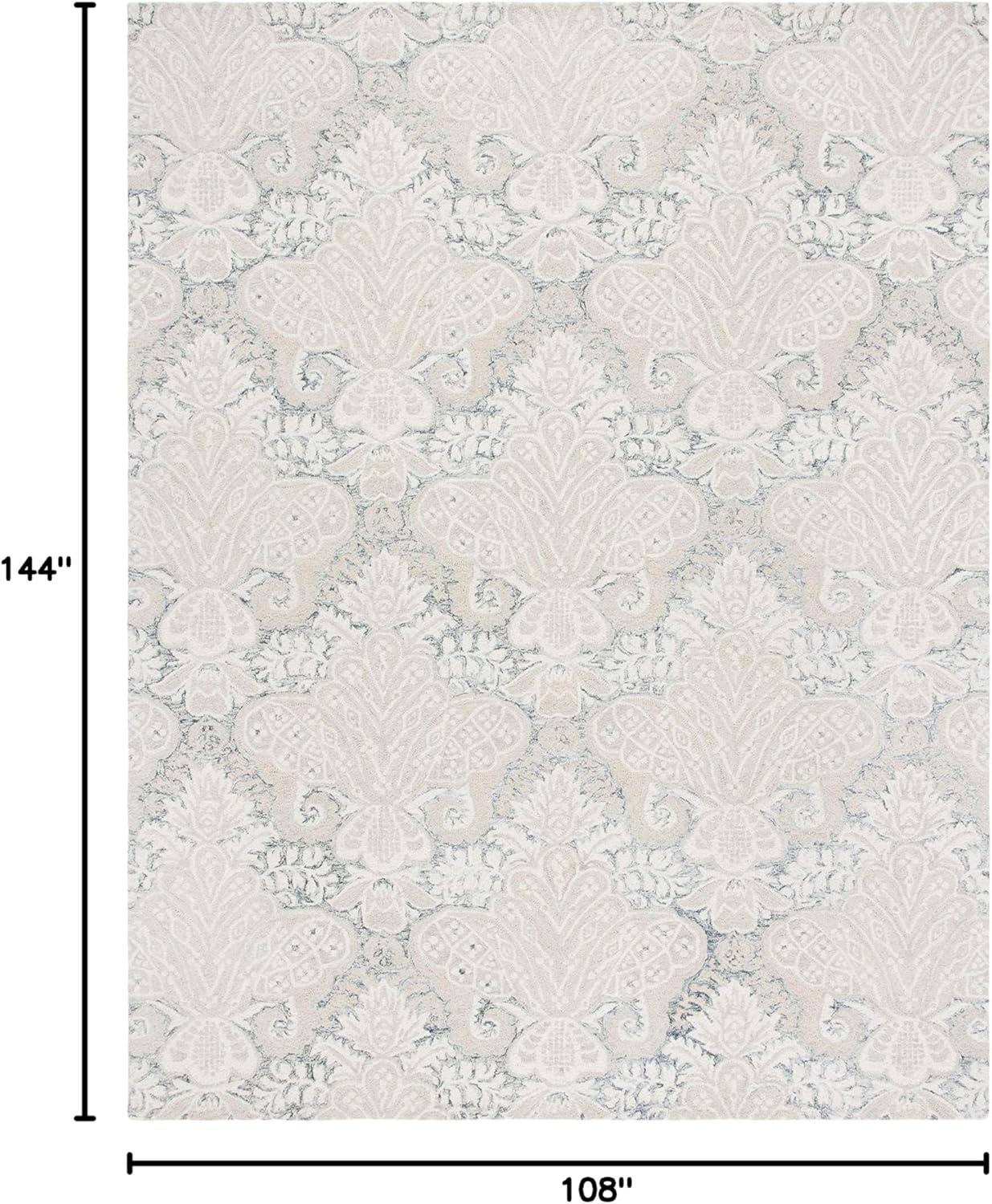 image:imageSAFAVIEH Area Rug 8x10 MicroLoop Collection Large Beige Handmade Wool Ideal for Living Room Bedroom Office Dining Space MLP539BCharcoalIvory