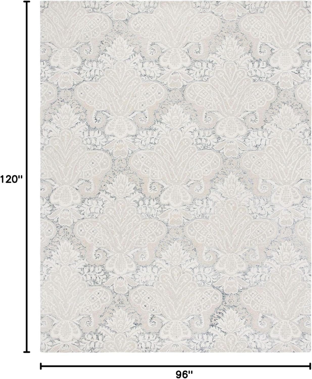 image:imageSAFAVIEH Area Rug 8x10 MicroLoop Collection Large Beige Handmade Wool Ideal for Living Room Bedroom Office Dining Space MLP539BCharcoalIvory