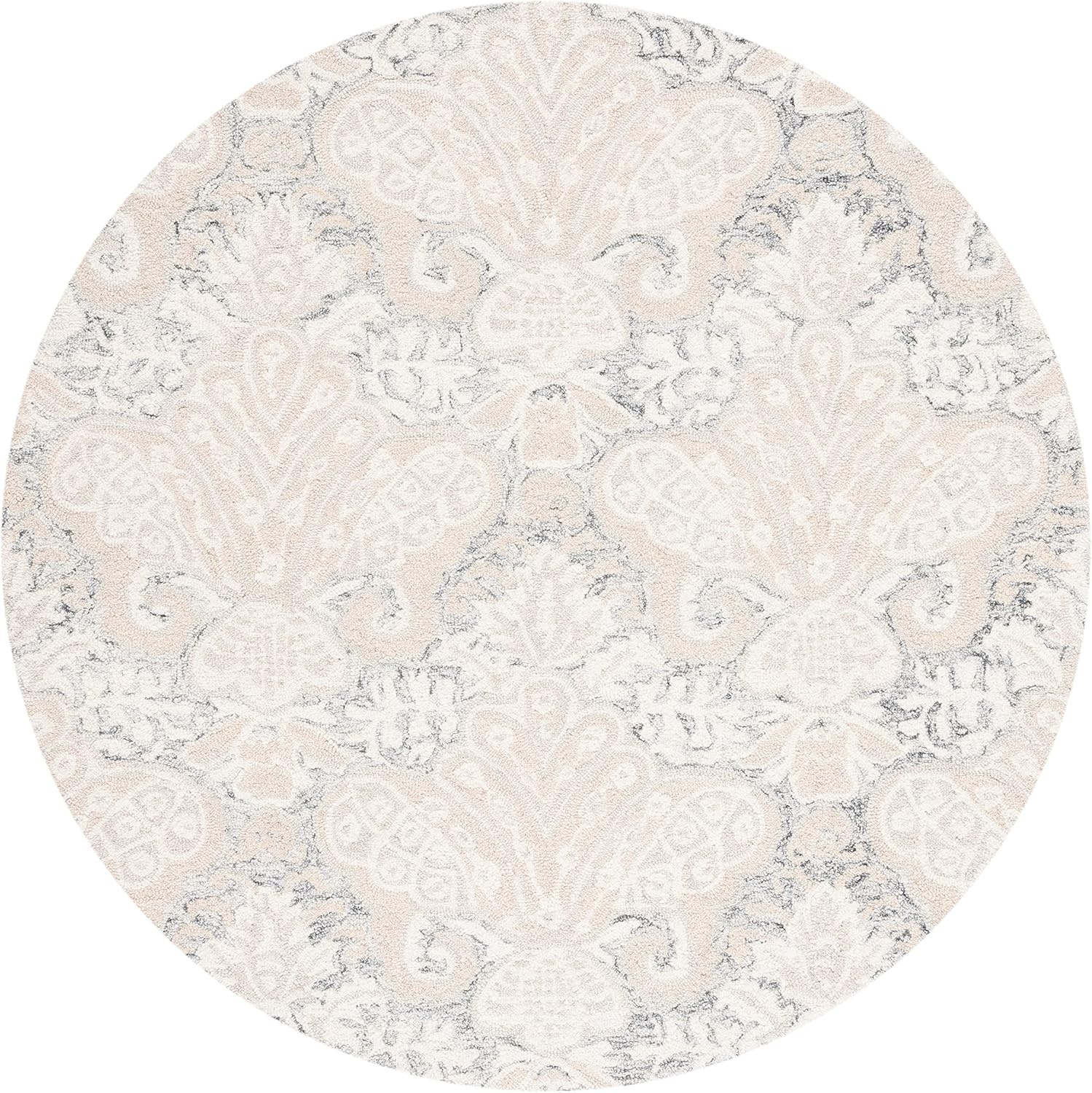 image:imageSAFAVIEH Area Rug 8x10 MicroLoop Collection Large Beige Handmade Wool Ideal for Living Room Bedroom Office Dining Space MLP539BCharcoalIvory