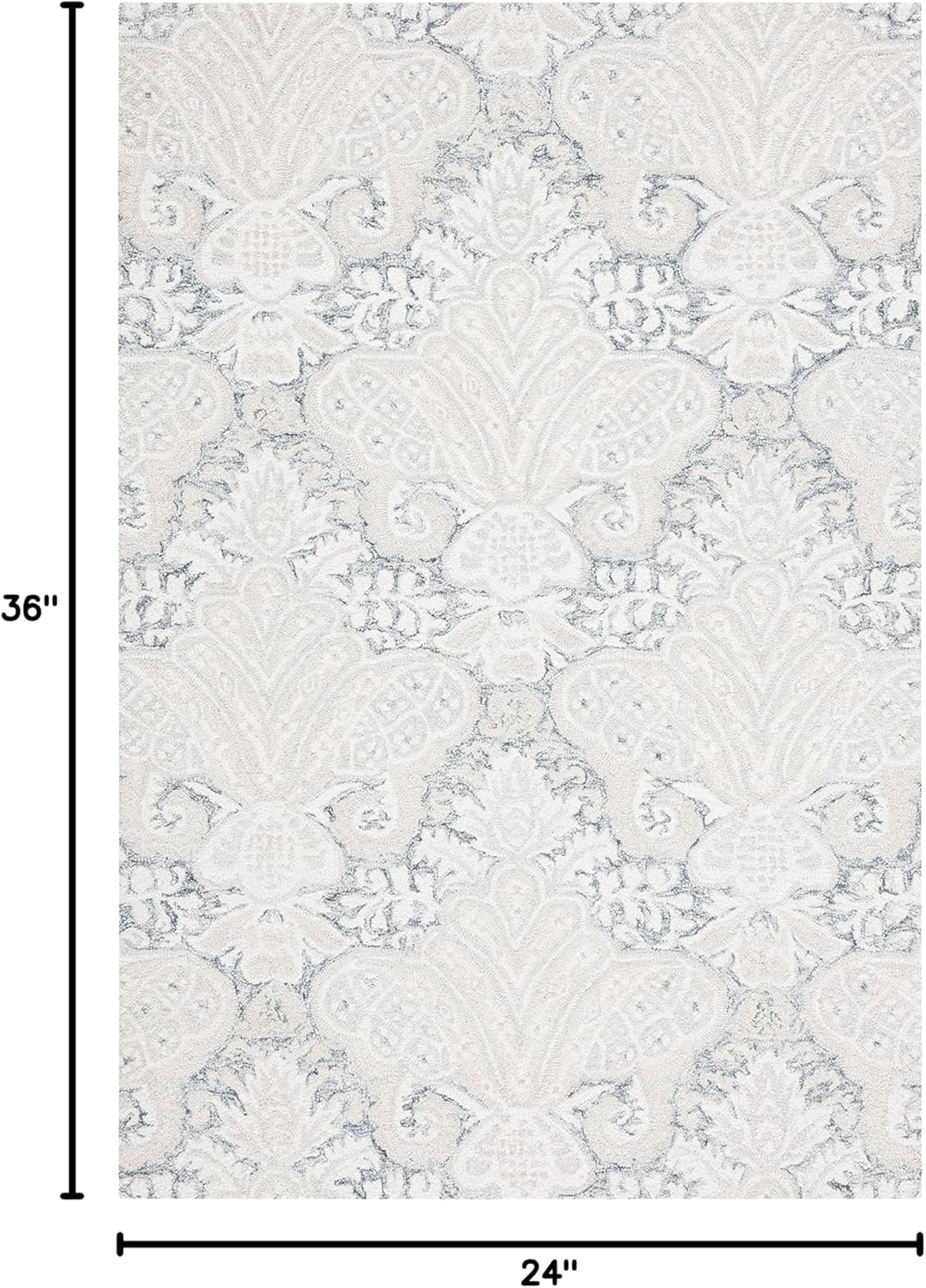 image:imageSAFAVIEH Area Rug 8x10 MicroLoop Collection Large Beige Handmade Wool Ideal for Living Room Bedroom Office Dining Space MLP539BCharcoalIvory