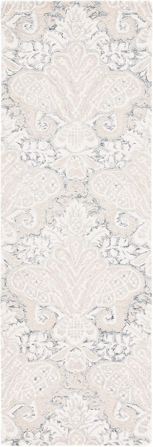 image:imageSAFAVIEH Area Rug 8x10 MicroLoop Collection Large Beige Handmade Wool Ideal for Living Room Bedroom Office Dining Space MLP539BCharcoalIvory