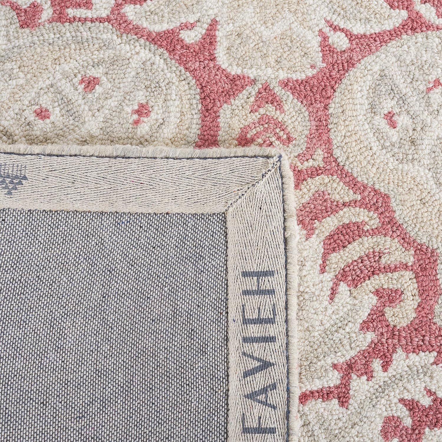 image:imageSAFAVIEH Area Rug 8x10 MicroLoop Collection Large Beige Handmade Wool Ideal for Living Room Bedroom Office Dining Space MLP539BPinkBeige