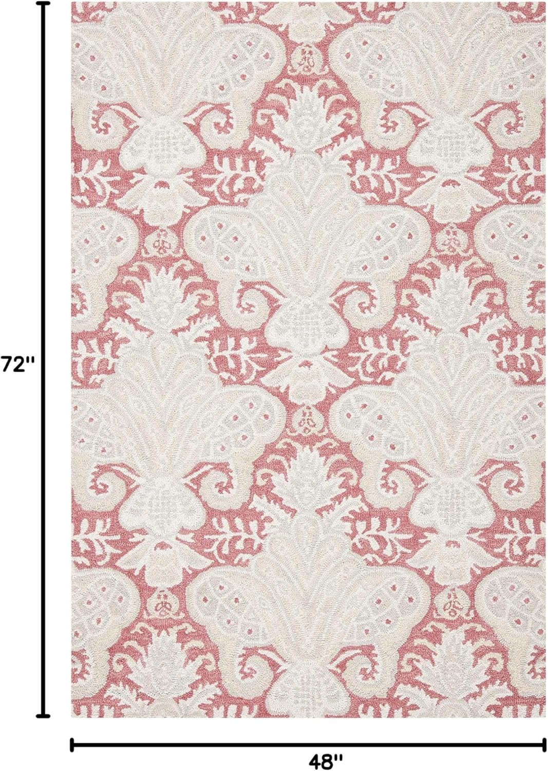 image:imageSAFAVIEH Area Rug 8x10 MicroLoop Collection Large Beige Handmade Wool Ideal for Living Room Bedroom Office Dining Space MLP539BPinkBeige