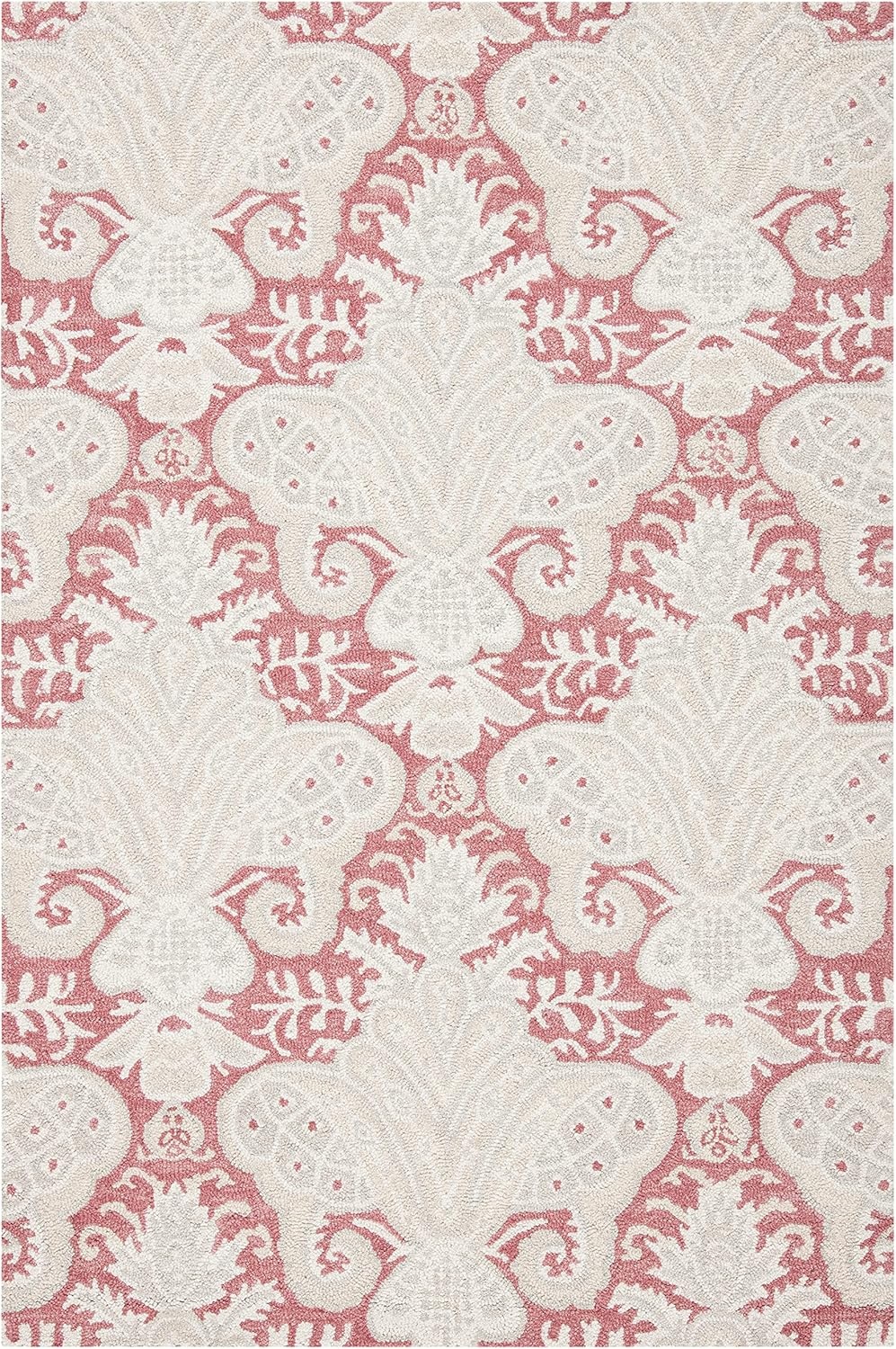 image:imageSAFAVIEH Area Rug 8x10 MicroLoop Collection Large Beige Handmade Wool Ideal for Living Room Bedroom Office Dining Space MLP539BPinkBeige