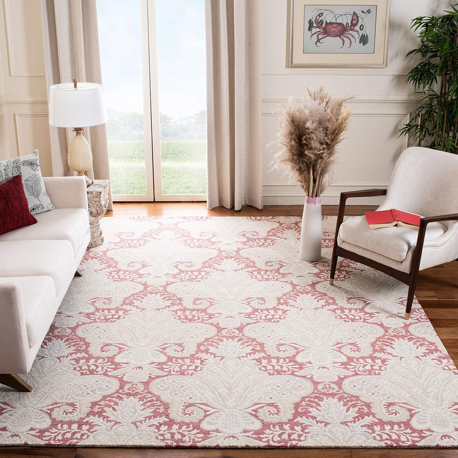 image:imageSAFAVIEH Area Rug 8x10 MicroLoop Collection Large Beige Handmade Wool Ideal for Living Room Bedroom Office Dining Space MLP539BPinkBeige