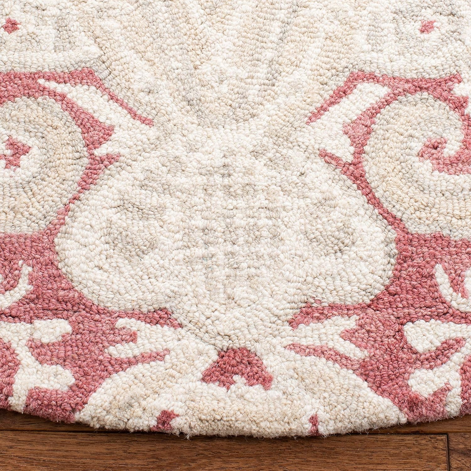 image:imageSAFAVIEH Area Rug 8x10 MicroLoop Collection Large Beige Handmade Wool Ideal for Living Room Bedroom Office Dining Space MLP539BPinkBeige