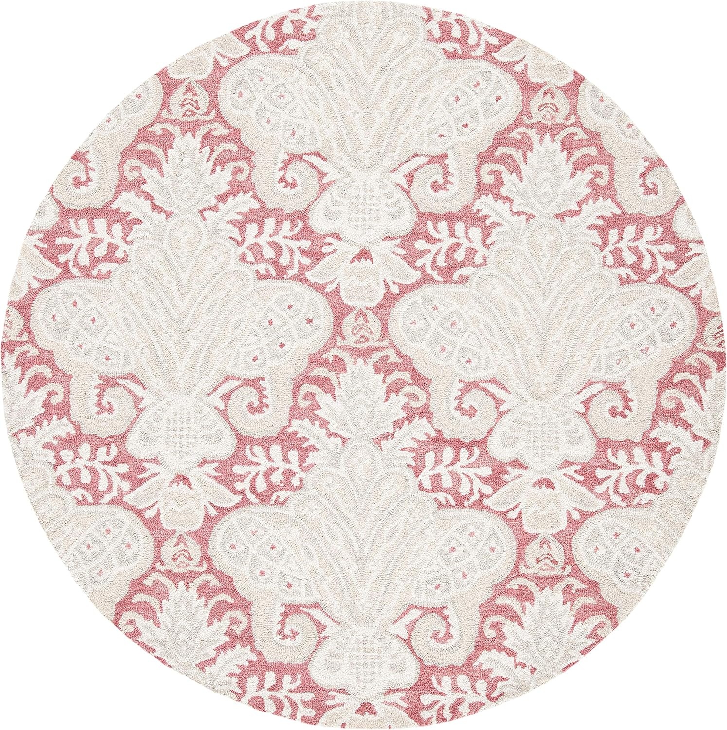 image:imageSAFAVIEH Area Rug 8x10 MicroLoop Collection Large Beige Handmade Wool Ideal for Living Room Bedroom Office Dining Space MLP539BPinkBeige