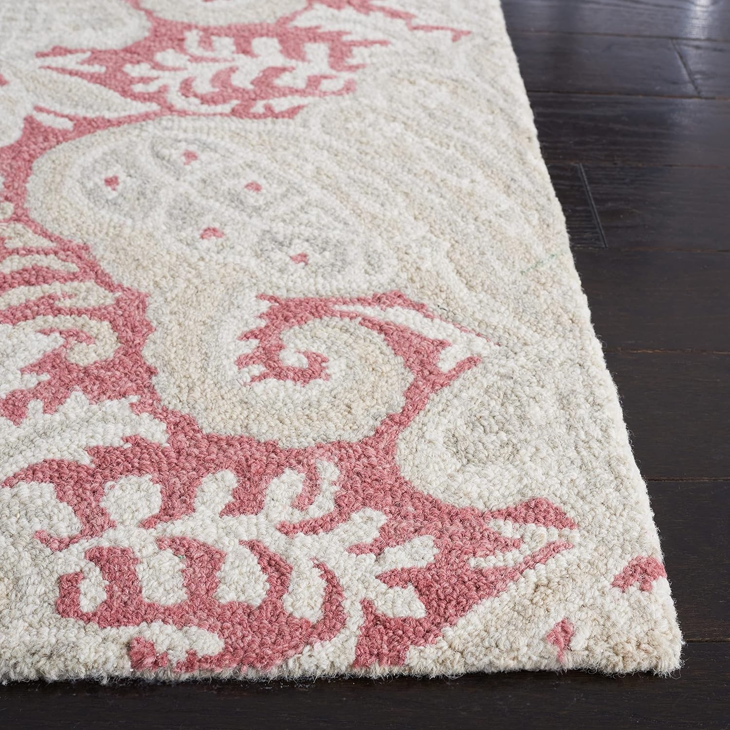 image:imageSAFAVIEH Area Rug 8x10 MicroLoop Collection Large Beige Handmade Wool Ideal for Living Room Bedroom Office Dining Space MLP539BPinkBeige