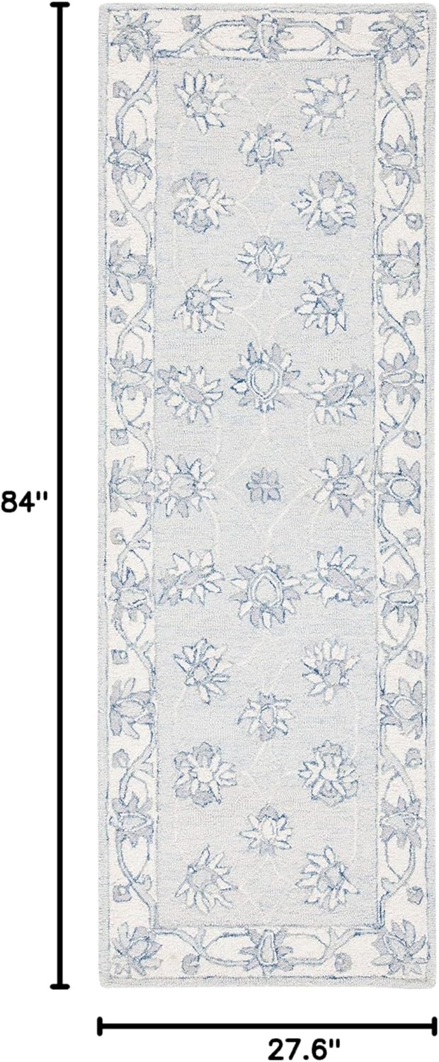 image:imageSAFAVIEH Area Rug 8x10 MicroLoop Collection Large Light Blue amp Ivory Handmade Wool Ideal for Living Room Bedroom Office Dining Space MLP536LLight Blue Ivory