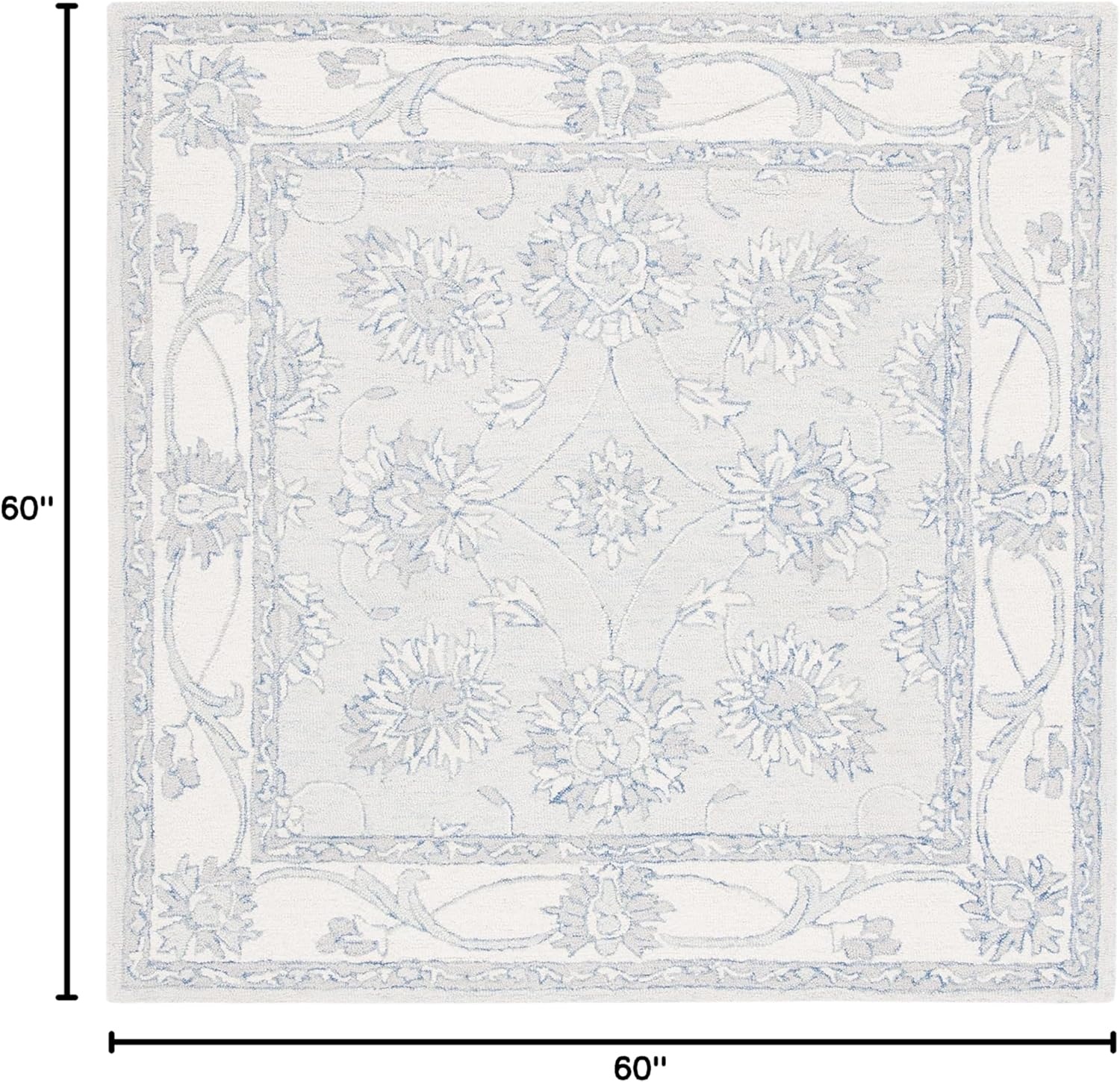 image:imageSAFAVIEH Area Rug 8x10 MicroLoop Collection Large Light Blue amp Ivory Handmade Wool Ideal for Living Room Bedroom Office Dining Space MLP536LLight Blue Ivory
