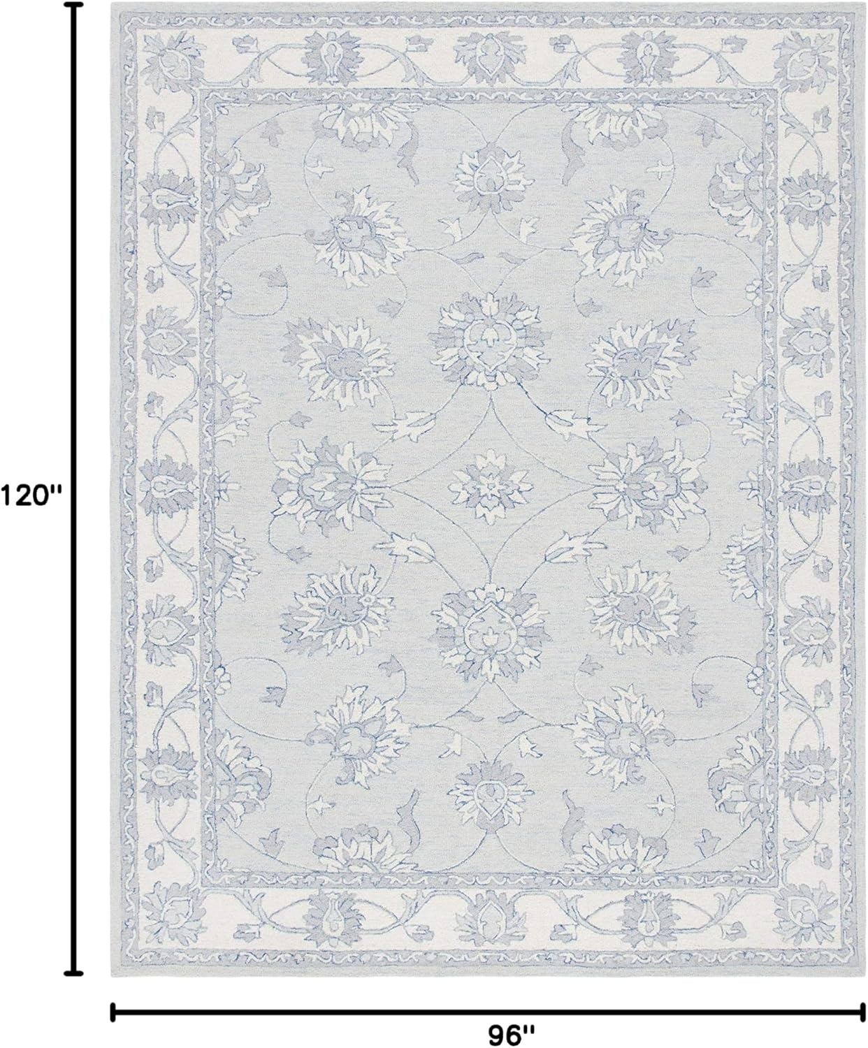 image:imageSAFAVIEH Area Rug 8x10 MicroLoop Collection Large Light Blue amp Ivory Handmade Wool Ideal for Living Room Bedroom Office Dining Space MLP536LLight Blue Ivory