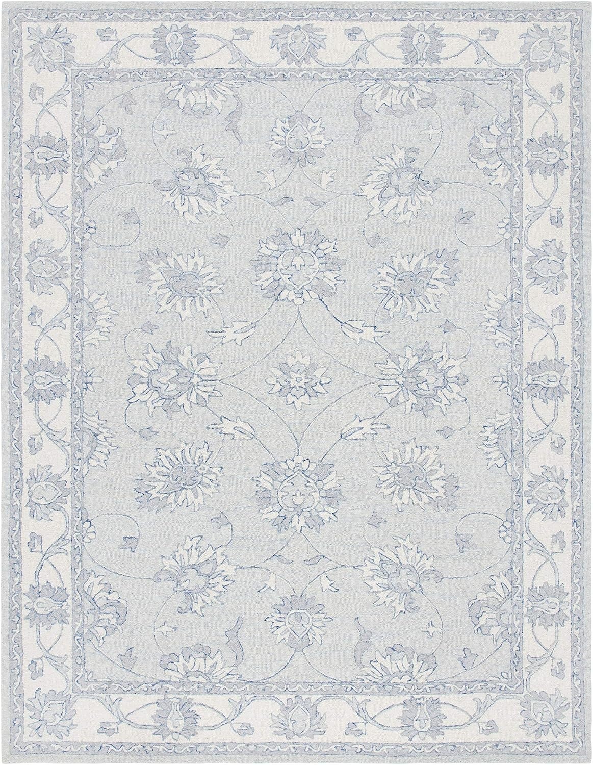 image:imageSAFAVIEH Area Rug 8x10 MicroLoop Collection Large Light Blue amp Ivory Handmade Wool Ideal for Living Room Bedroom Office Dining Space MLP536LLight Blue Ivory
