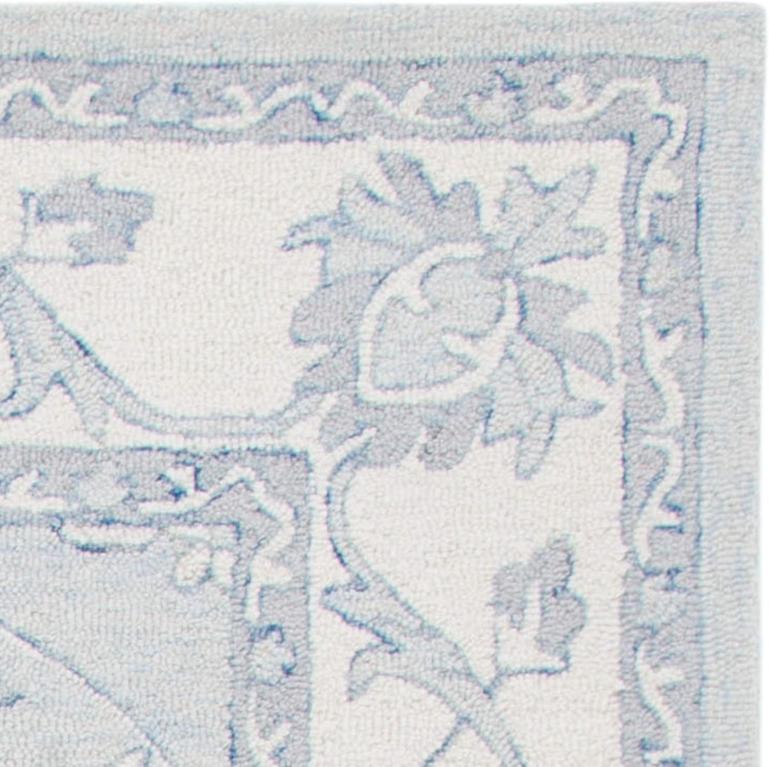 image:imageSAFAVIEH Area Rug 8x10 MicroLoop Collection Large Light Blue amp Ivory Handmade Wool Ideal for Living Room Bedroom Office Dining Space MLP536LLight Blue Ivory