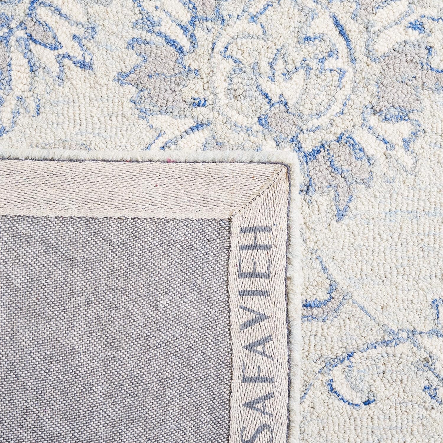 image:imageSAFAVIEH Area Rug 8x10 MicroLoop Collection Large Light Blue amp Ivory Handmade Wool Ideal for Living Room Bedroom Office Dining Space MLP536LLight Blue Ivory