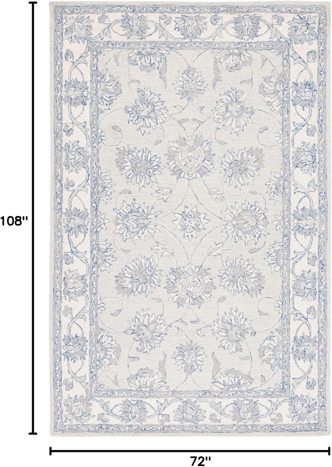 image:imageSAFAVIEH Area Rug 8x10 MicroLoop Collection Large Light Blue amp Ivory Handmade Wool Ideal for Living Room Bedroom Office Dining Space MLP536LLight Blue Ivory