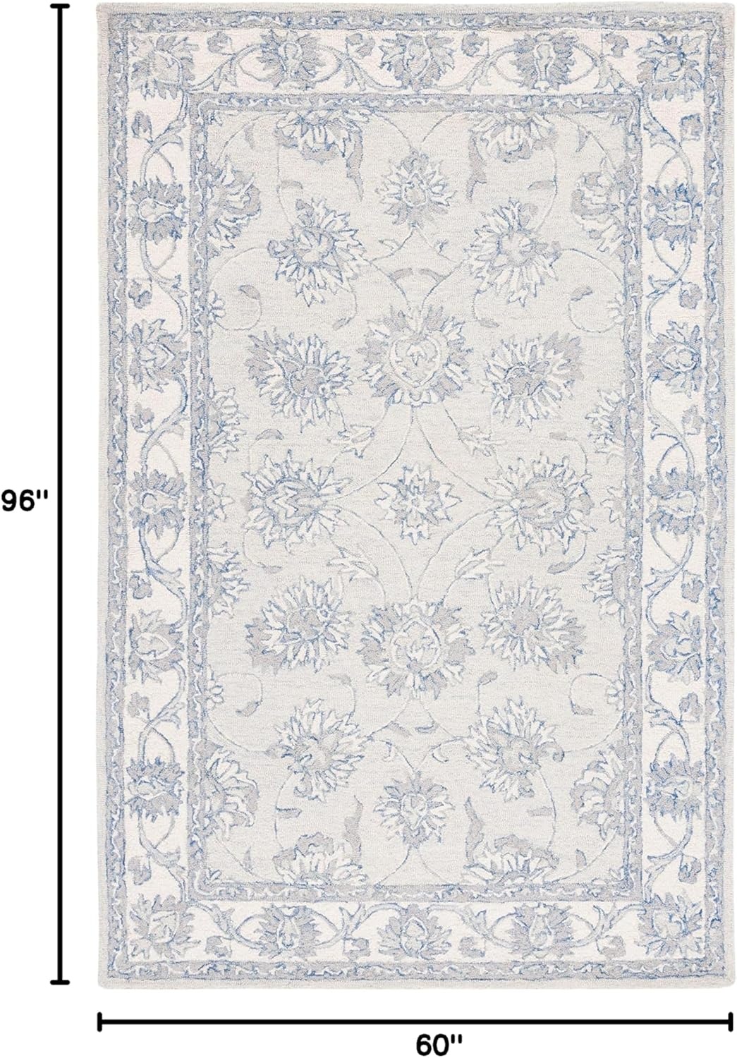 image:imageSAFAVIEH Area Rug 8x10 MicroLoop Collection Large Light Blue amp Ivory Handmade Wool Ideal for Living Room Bedroom Office Dining Space MLP536LLight Blue Ivory