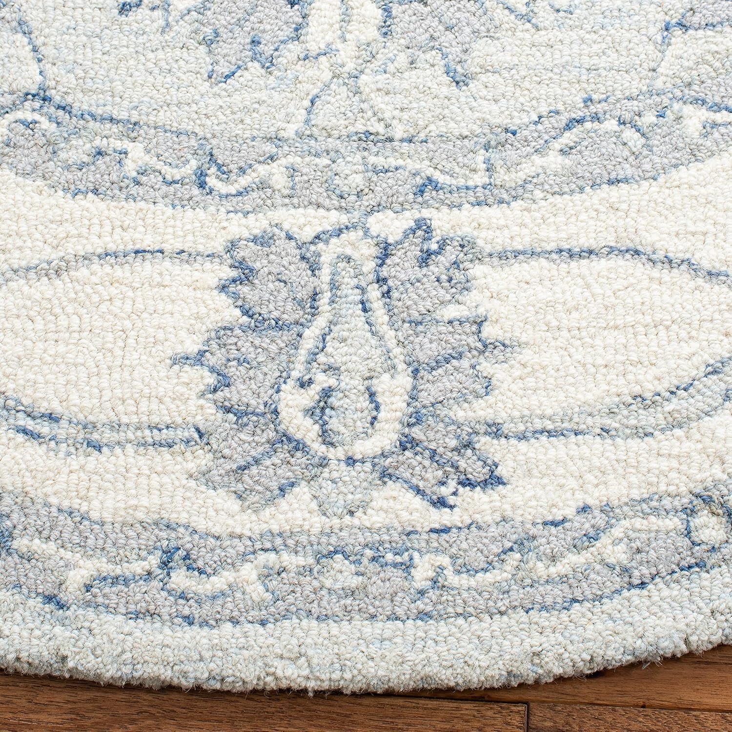 image:imageSAFAVIEH Area Rug 8x10 MicroLoop Collection Large Light Blue amp Ivory Handmade Wool Ideal for Living Room Bedroom Office Dining Space MLP536LLight Blue Ivory