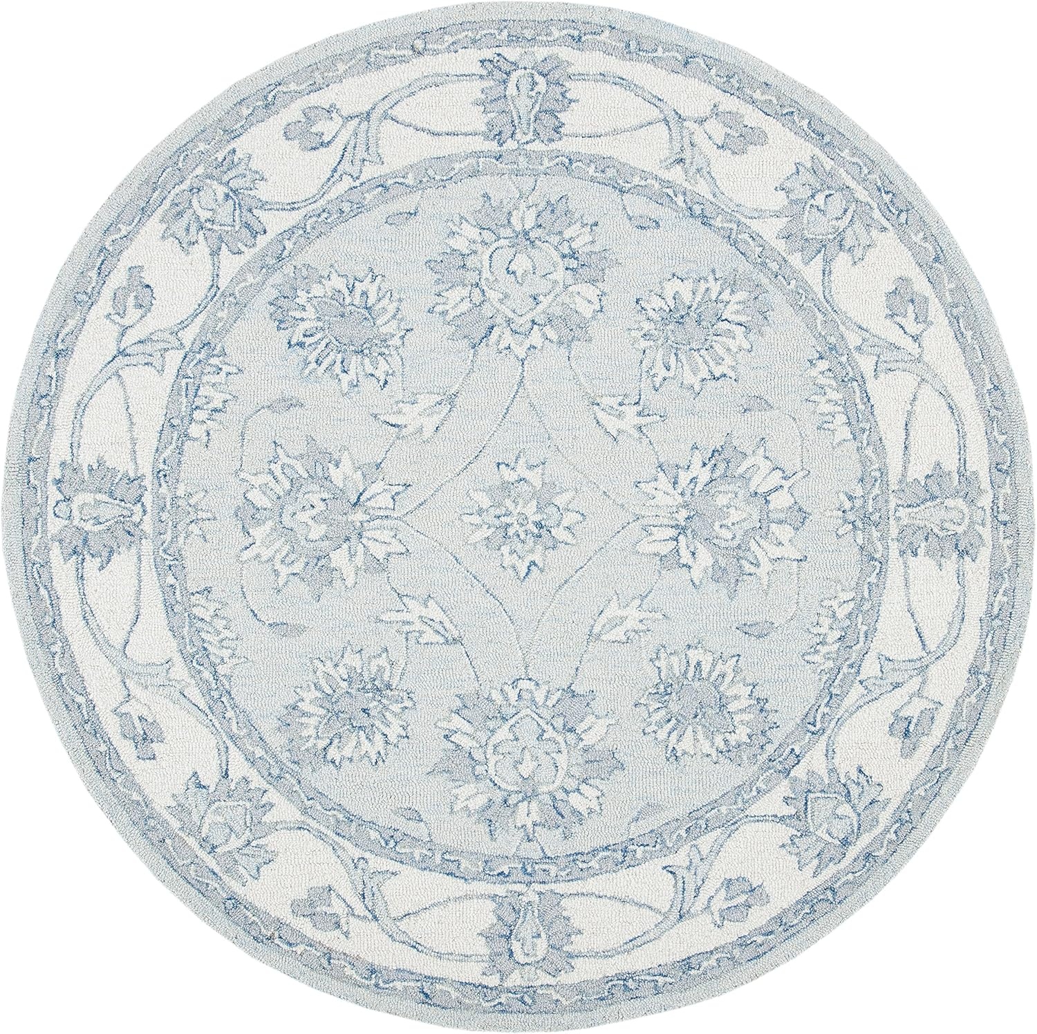 image:imageSAFAVIEH Area Rug 8x10 MicroLoop Collection Large Light Blue amp Ivory Handmade Wool Ideal for Living Room Bedroom Office Dining Space MLP536LLight Blue Ivory