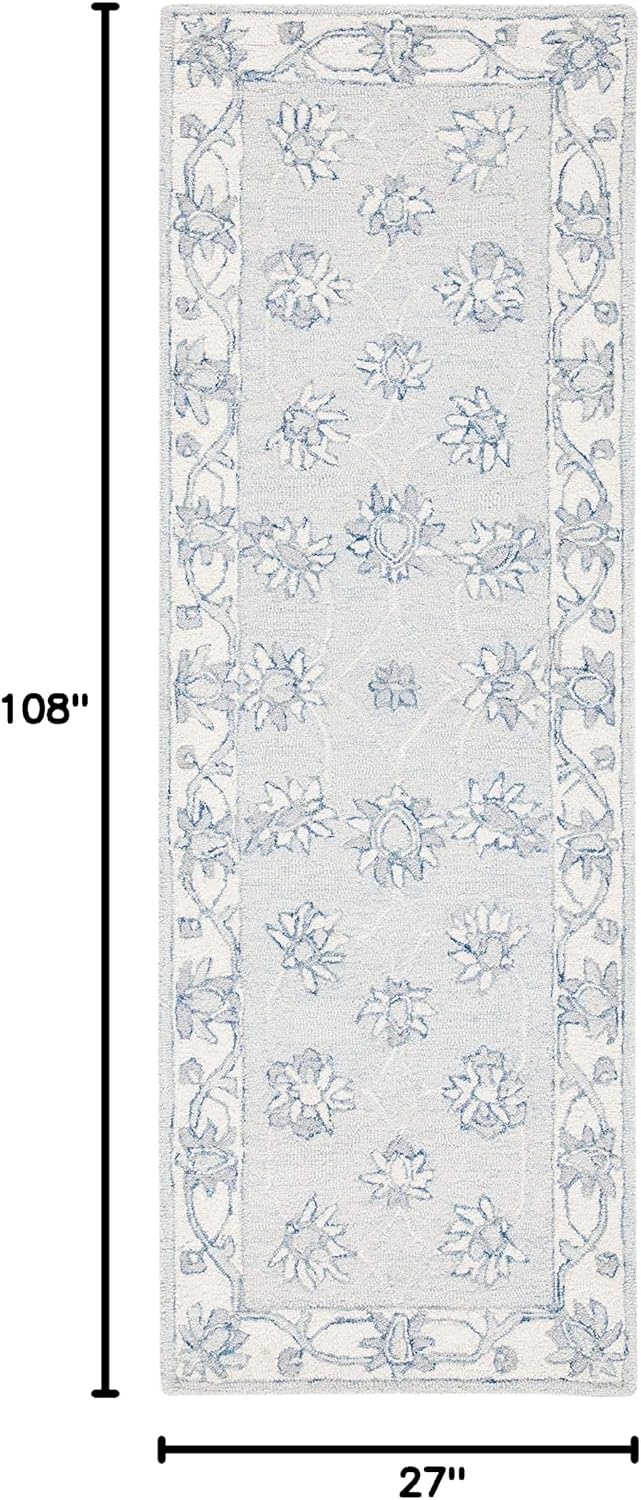 image:imageSAFAVIEH Area Rug 8x10 MicroLoop Collection Large Light Blue amp Ivory Handmade Wool Ideal for Living Room Bedroom Office Dining Space MLP536LLight Blue Ivory
