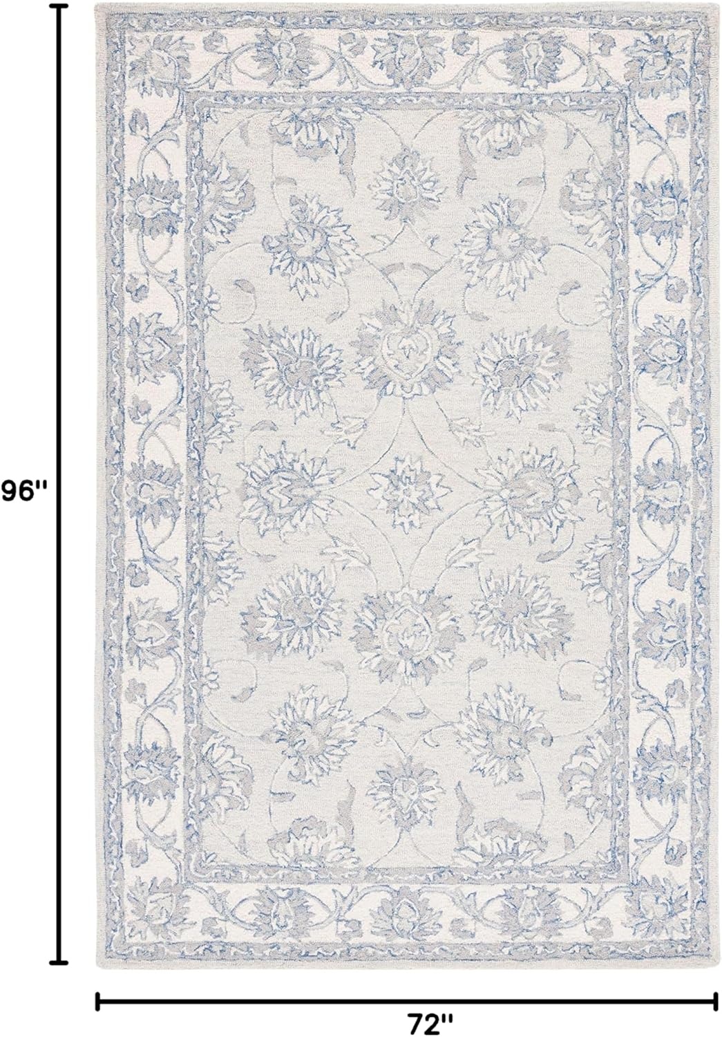 image:imageSAFAVIEH Area Rug 8x10 MicroLoop Collection Large Light Blue amp Ivory Handmade Wool Ideal for Living Room Bedroom Office Dining Space MLP536LLight Blue Ivory