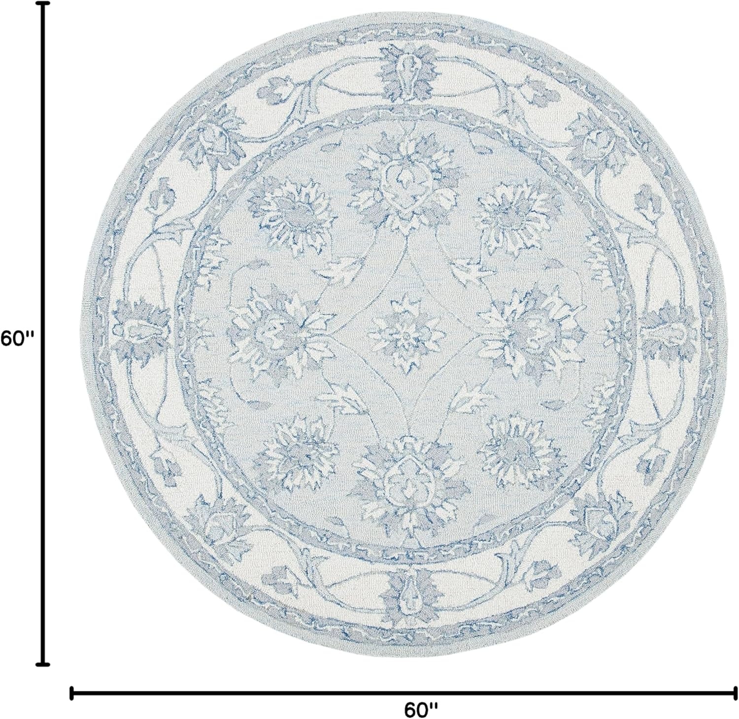 image:imageSAFAVIEH Area Rug 8x10 MicroLoop Collection Large Light Blue amp Ivory Handmade Wool Ideal for Living Room Bedroom Office Dining Space MLP536LLight Blue Ivory