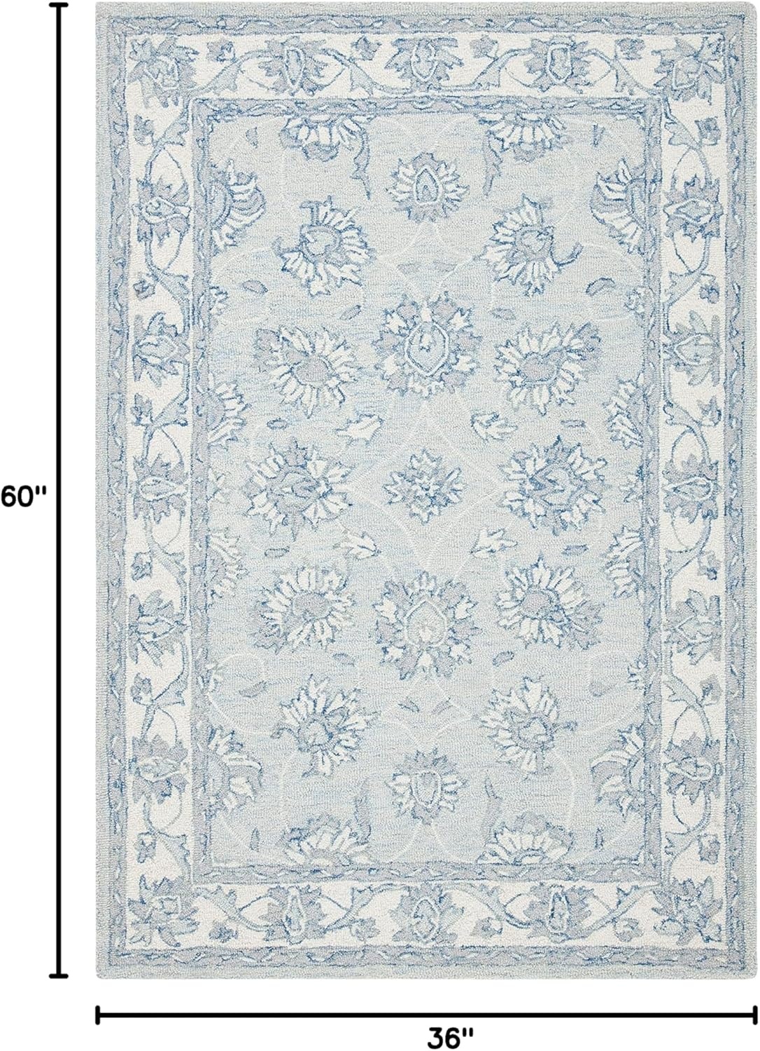 image:imageSAFAVIEH Area Rug 8x10 MicroLoop Collection Large Light Blue amp Ivory Handmade Wool Ideal for Living Room Bedroom Office Dining Space MLP536LLight Blue Ivory
