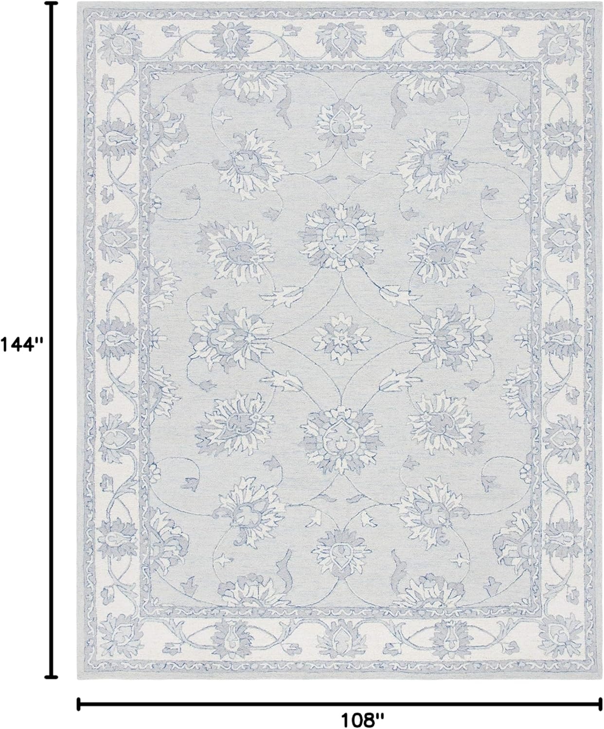 image:imageSAFAVIEH Area Rug 8x10 MicroLoop Collection Large Light Blue amp Ivory Handmade Wool Ideal for Living Room Bedroom Office Dining Space MLP536LLight Blue Ivory