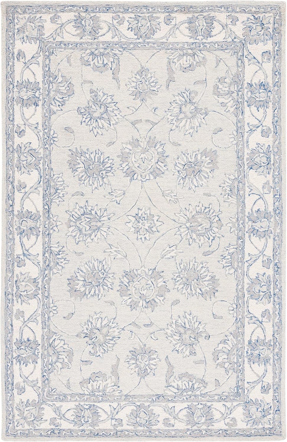 image:imageSAFAVIEH Area Rug 8x10 MicroLoop Collection Large Light Blue amp Ivory Handmade Wool Ideal for Living Room Bedroom Office Dining Space MLP536LLight Blue Ivory