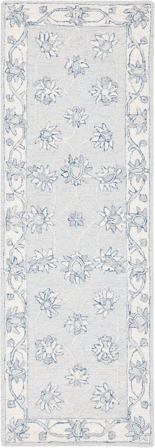 image:imageSAFAVIEH Area Rug 8x10 MicroLoop Collection Large Light Blue amp Ivory Handmade Wool Ideal for Living Room Bedroom Office Dining Space MLP536LLight Blue Ivory