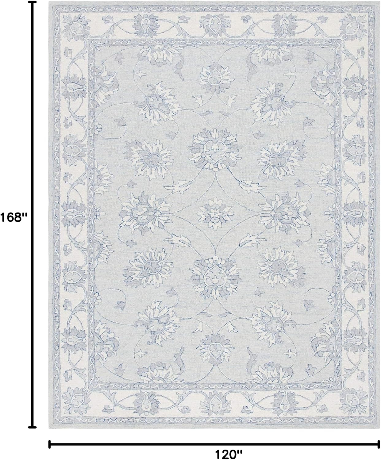 image:imageSAFAVIEH Area Rug 8x10 MicroLoop Collection Large Light Blue amp Ivory Handmade Wool Ideal for Living Room Bedroom Office Dining Space MLP536LLight Blue Ivory