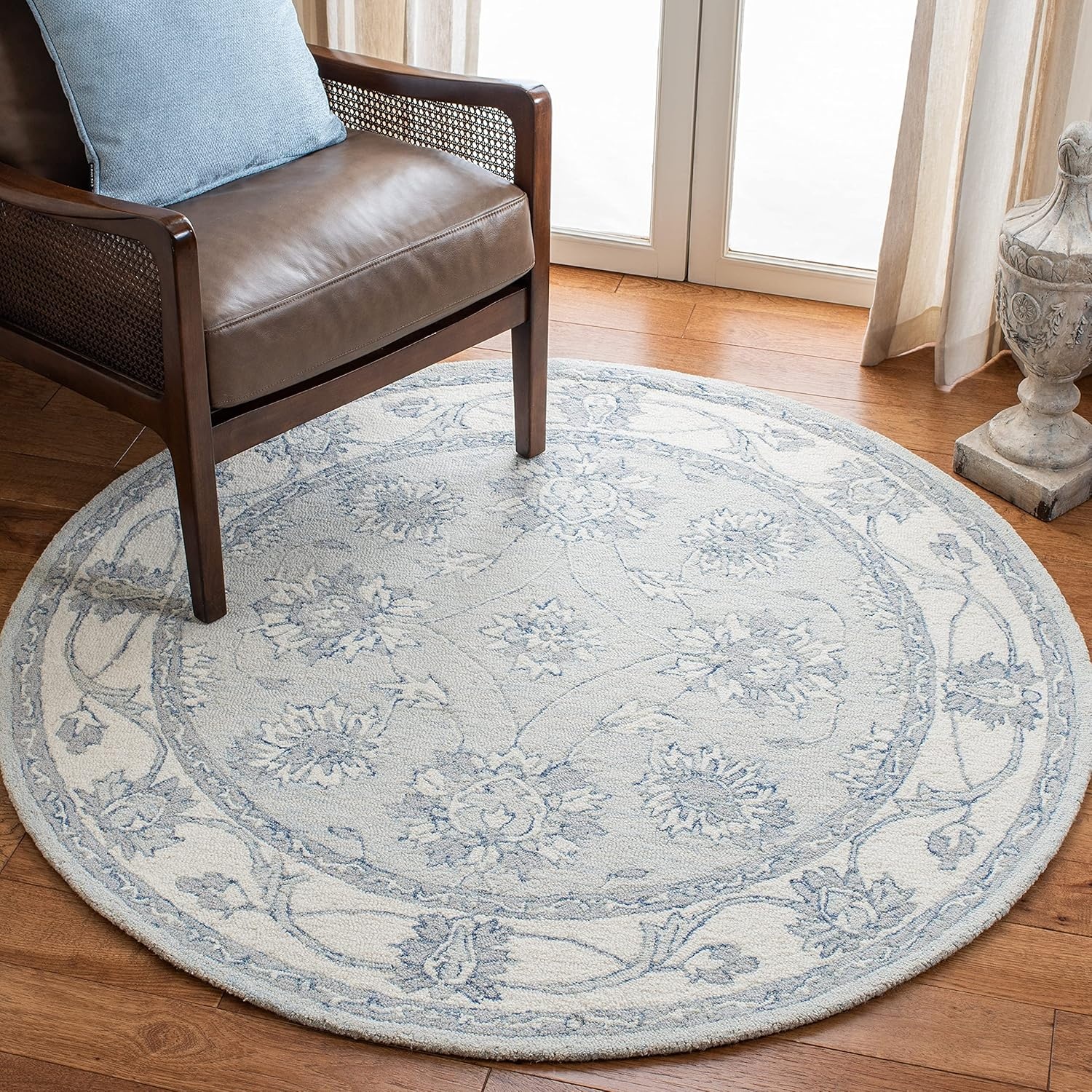 image:imageSAFAVIEH Area Rug 8x10 MicroLoop Collection Large Light Blue amp Ivory Handmade Wool Ideal for Living Room Bedroom Office Dining Space MLP536LLight Blue Ivory