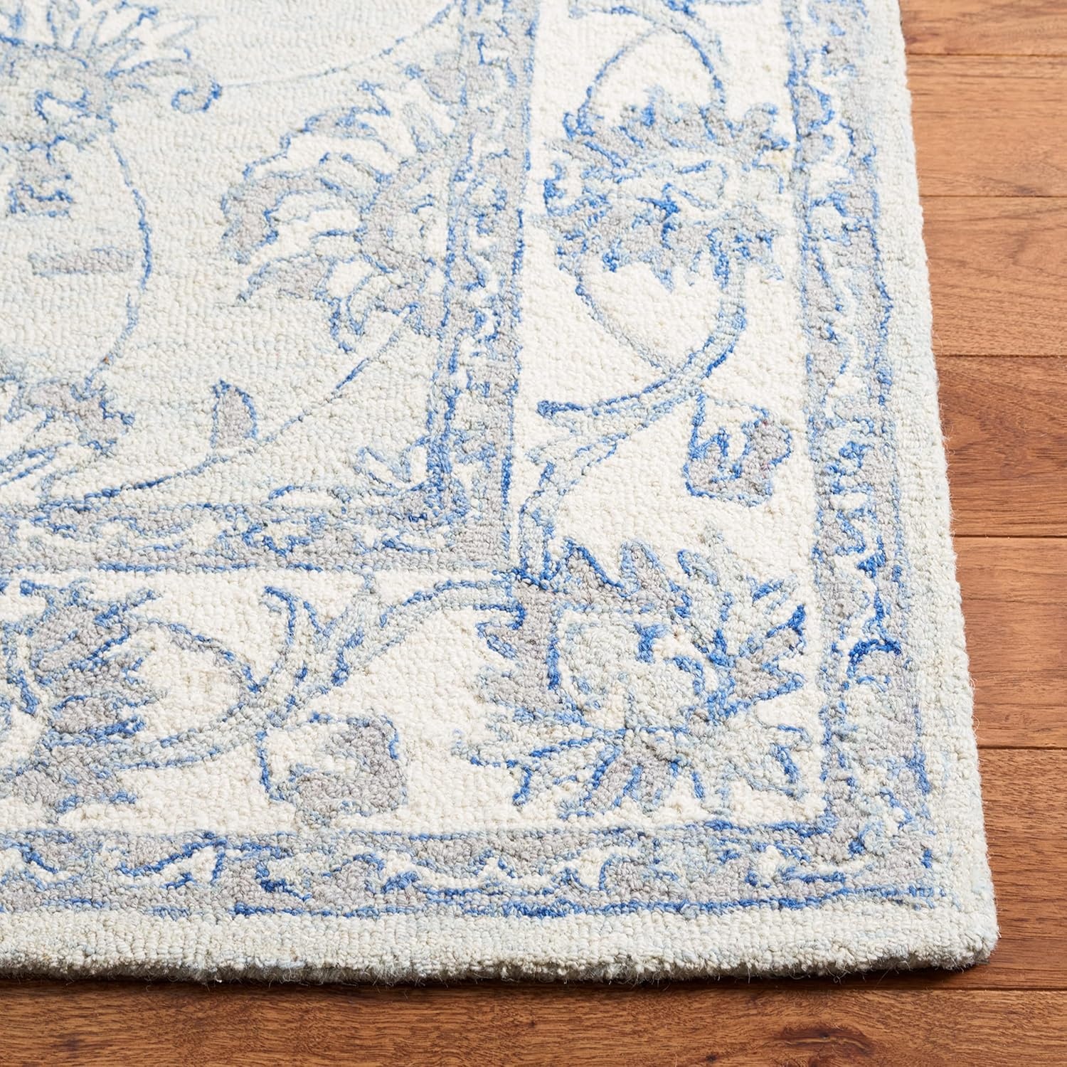image:imageSAFAVIEH Area Rug 8x10 MicroLoop Collection Large Light Blue amp Ivory Handmade Wool Ideal for Living Room Bedroom Office Dining Space MLP536LLight Blue Ivory