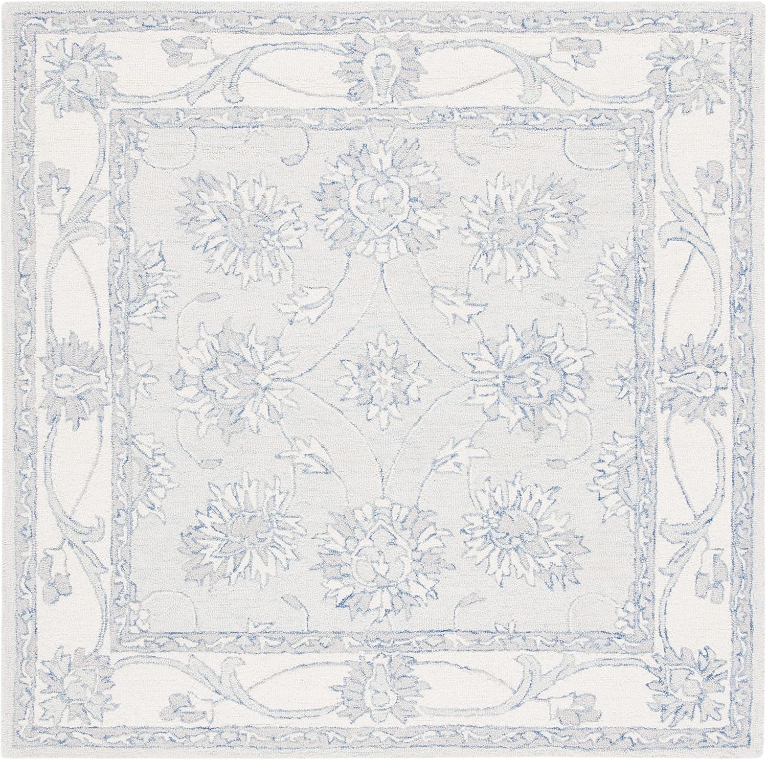 image:imageSAFAVIEH Area Rug 8x10 MicroLoop Collection Large Light Blue amp Ivory Handmade Wool Ideal for Living Room Bedroom Office Dining Space MLP536LLight Blue Ivory