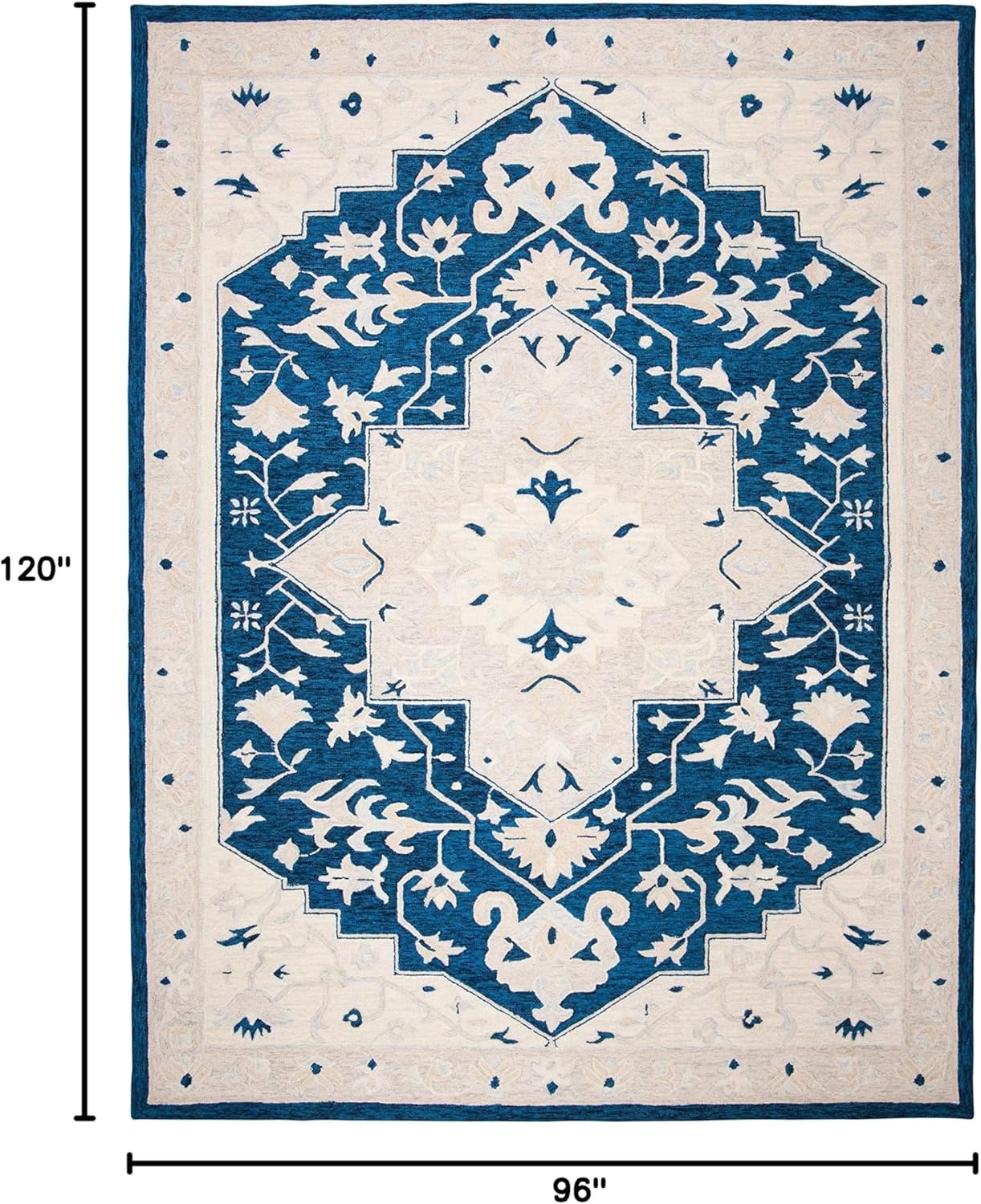 image:imageSAFAVIEH Area Rug 8x10 MicroLoop Collection Large Light Grey amp Ivory Handmade Wool Medallion Design Ideal for Living Room Bedroom Office Dining Space MLP505FNavyIvory