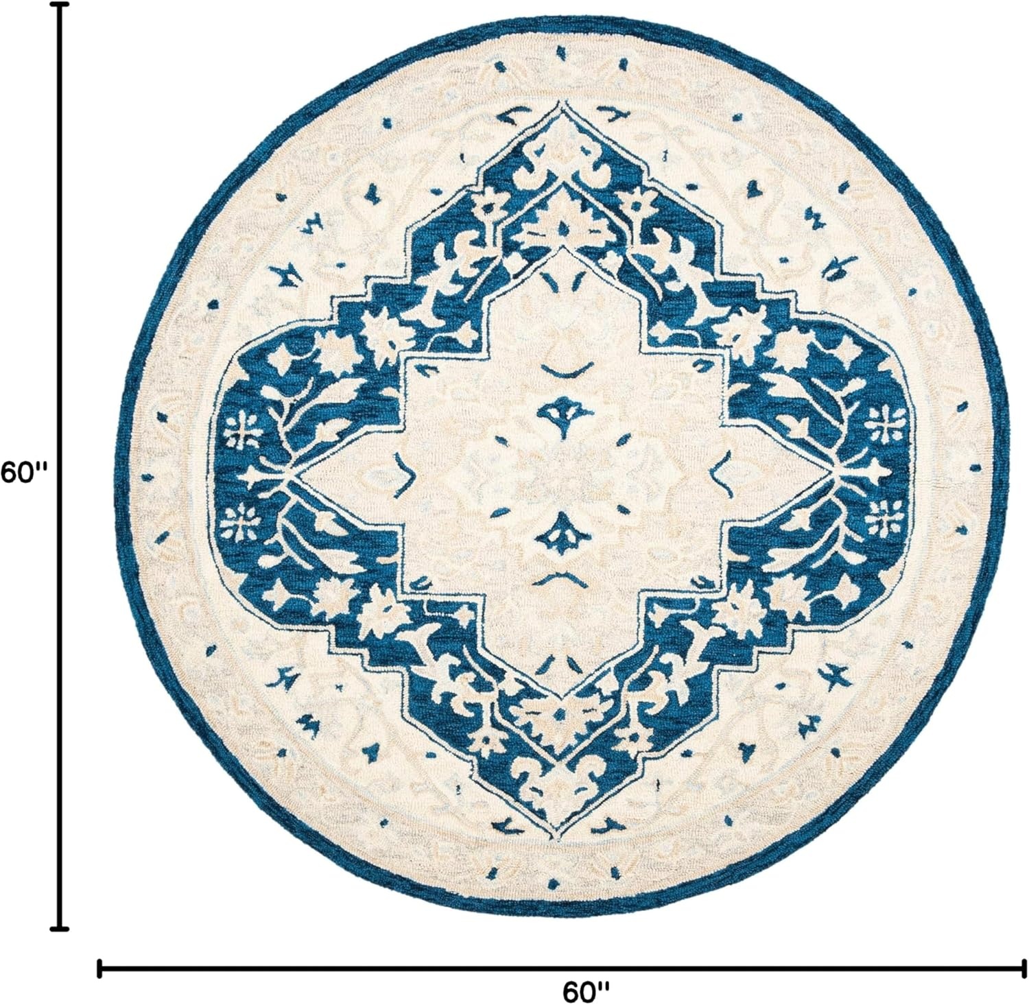image:imageSAFAVIEH Area Rug 8x10 MicroLoop Collection Large Light Grey amp Ivory Handmade Wool Medallion Design Ideal for Living Room Bedroom Office Dining Space MLP505FNavyIvory