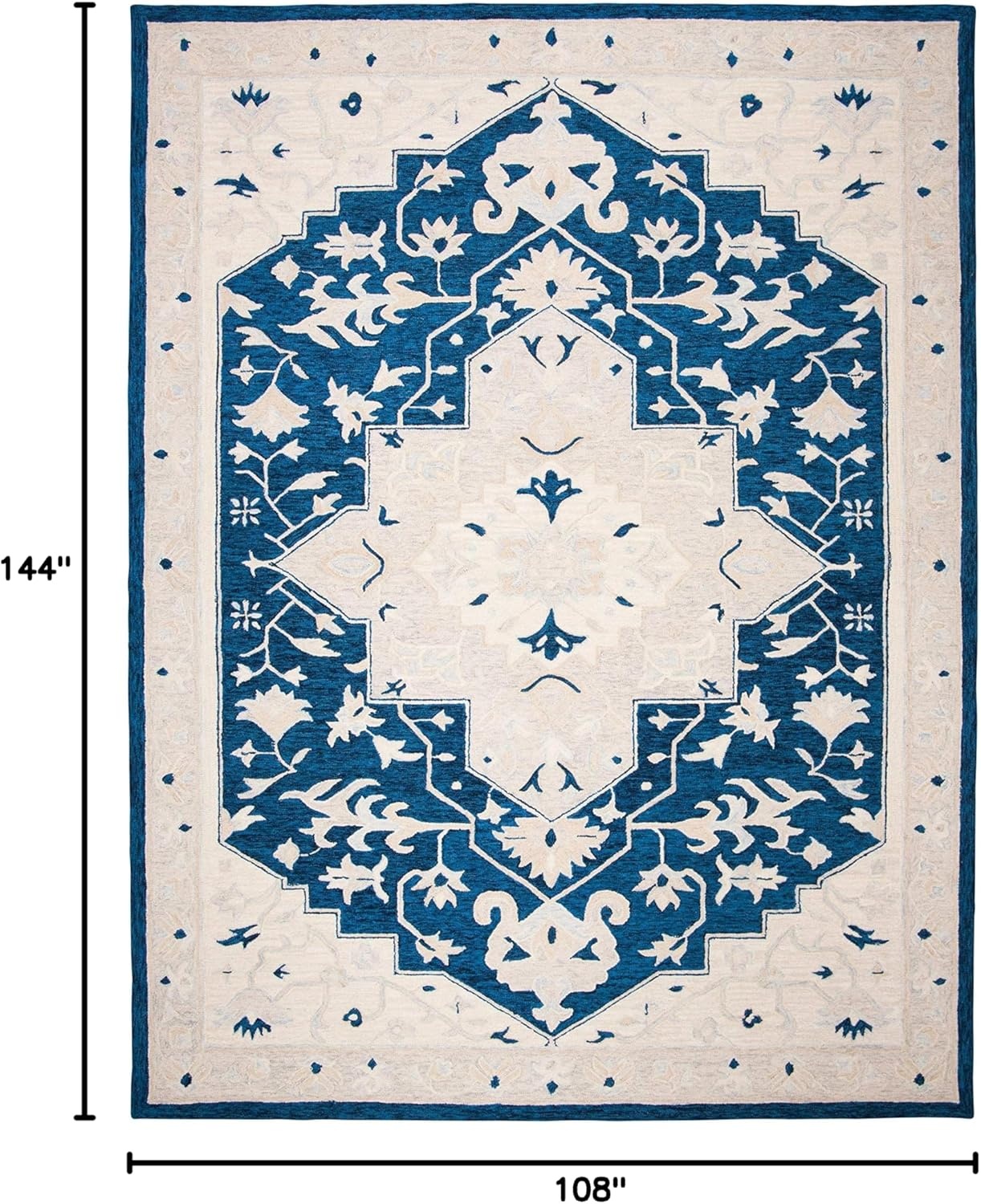 image:imageSAFAVIEH Area Rug 8x10 MicroLoop Collection Large Light Grey amp Ivory Handmade Wool Medallion Design Ideal for Living Room Bedroom Office Dining Space MLP505FNavyIvory