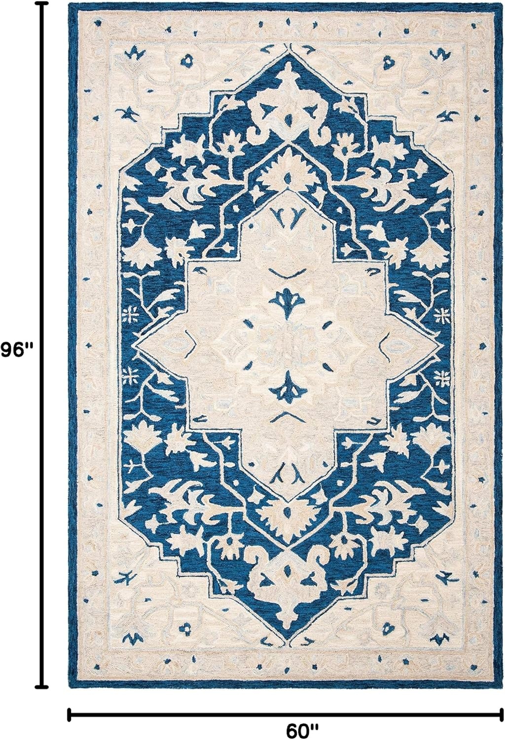 image:imageSAFAVIEH Area Rug 8x10 MicroLoop Collection Large Light Grey amp Ivory Handmade Wool Medallion Design Ideal for Living Room Bedroom Office Dining Space MLP505FNavyIvory