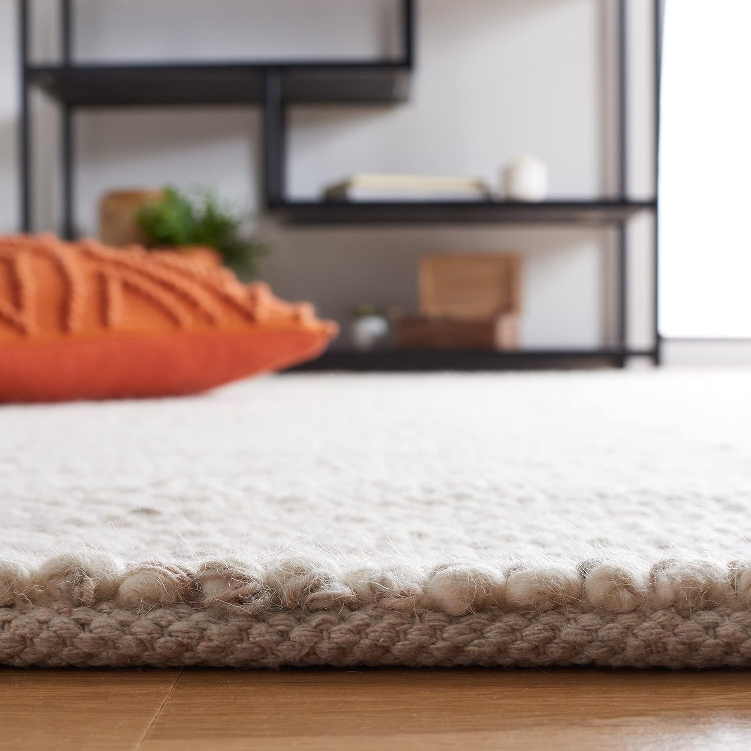 image:imageSAFAVIEH Area Rug 8x10 Natura Collection Large Grey amp Ivory Handmade Wool Ideal for Living Room Bedroom Dining Space NAT182FBeigeIvory