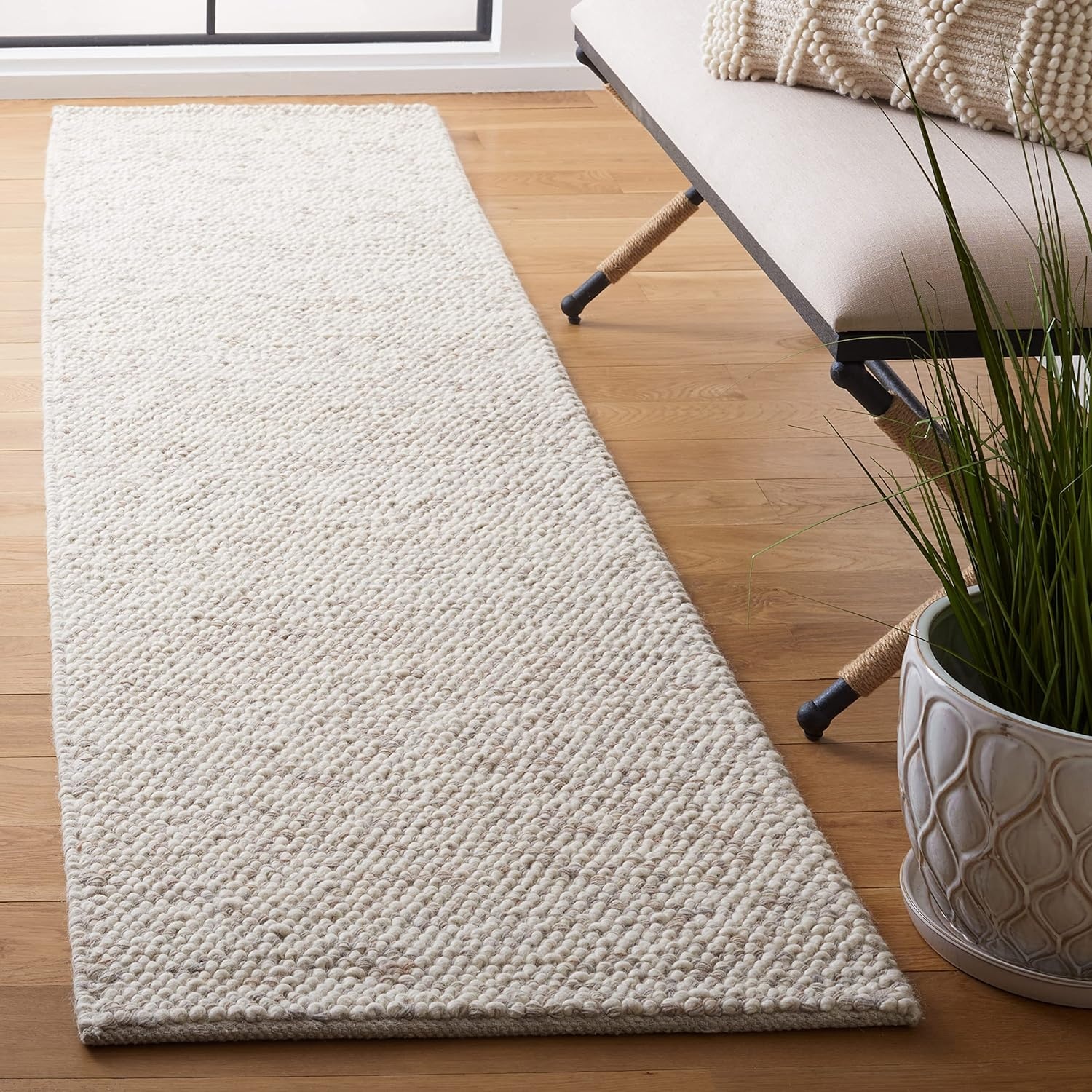 image:imageSAFAVIEH Area Rug 8x10 Natura Collection Large Grey amp Ivory Handmade Wool Ideal for Living Room Bedroom Dining Space NAT182FBeigeIvory